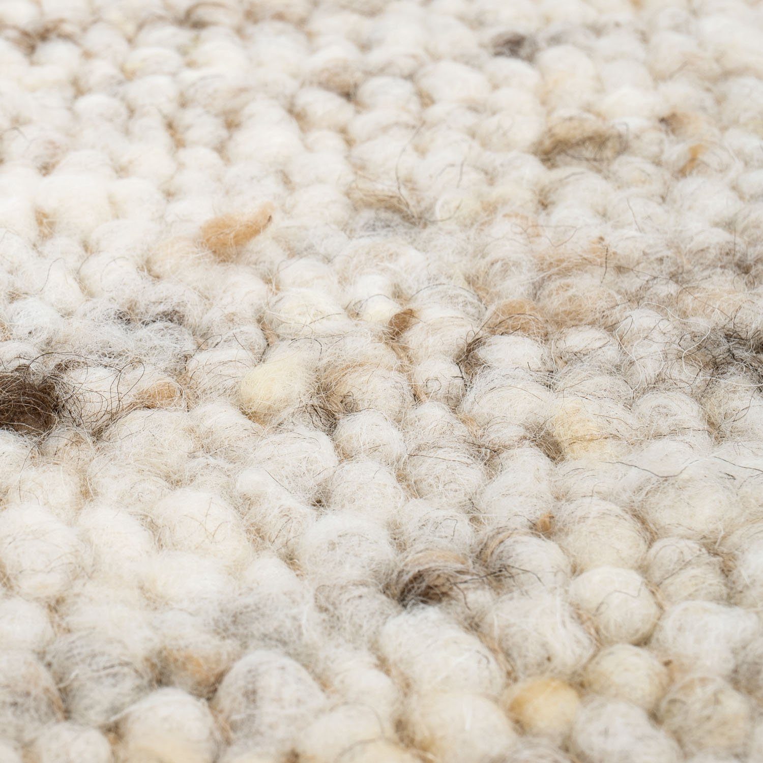 TaCa Home Wollteppich Handweb Woll-Teppich Neuseeland, rechteckig, Höhe: 10 mm, Sand Multi - 90 x 160 cm