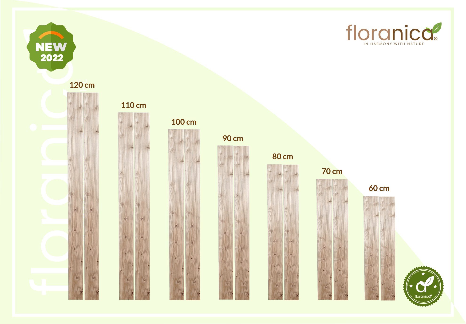 Holz Länge Stück 60 Bodenfliese, 5 Lärchenbrett Holzlatten Konstruktionsholz Floranica cm
