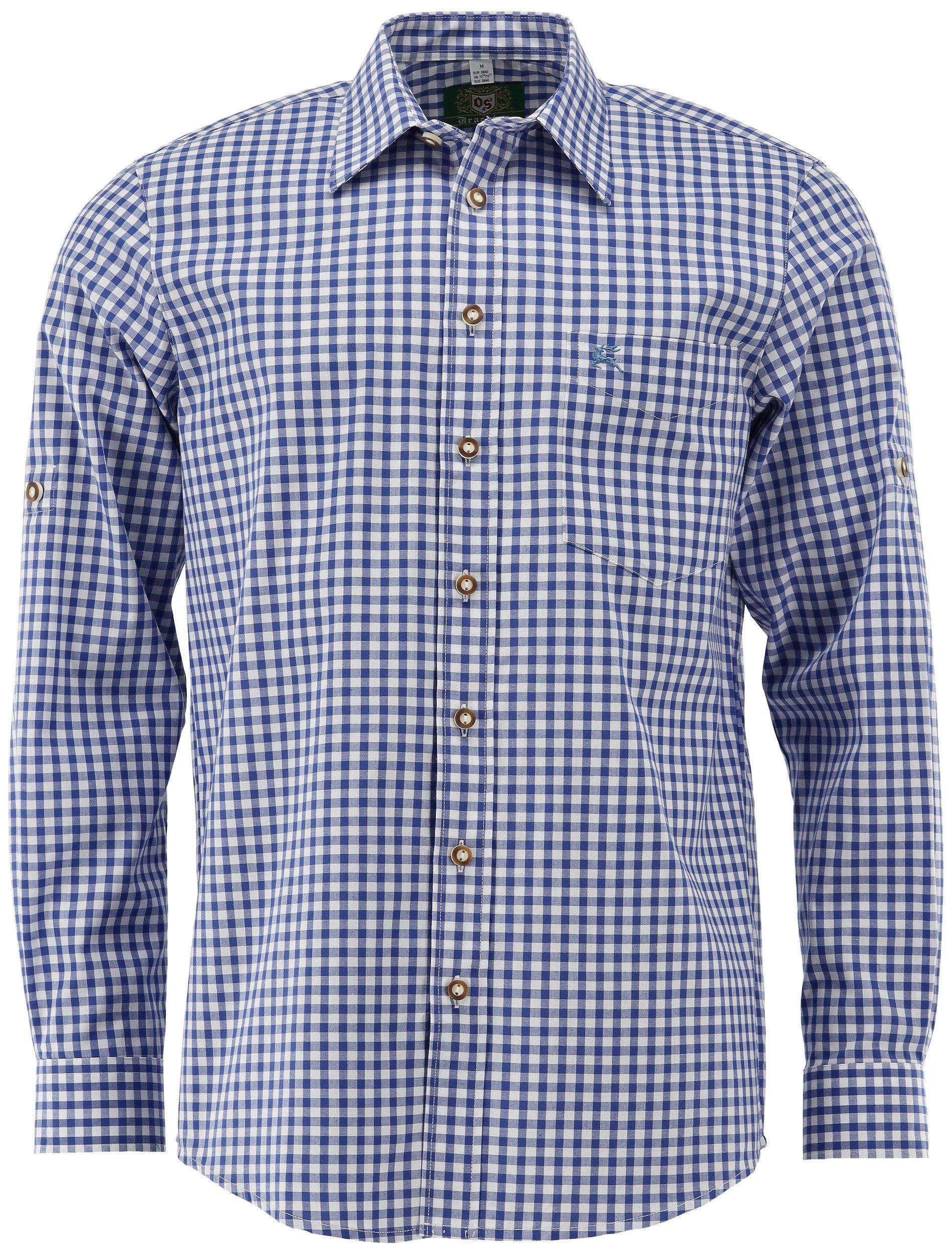 OS Trachten Karohemd Trachtenhemd für Oktoberfest Herren rot kariert oliv R günstig online kaufen