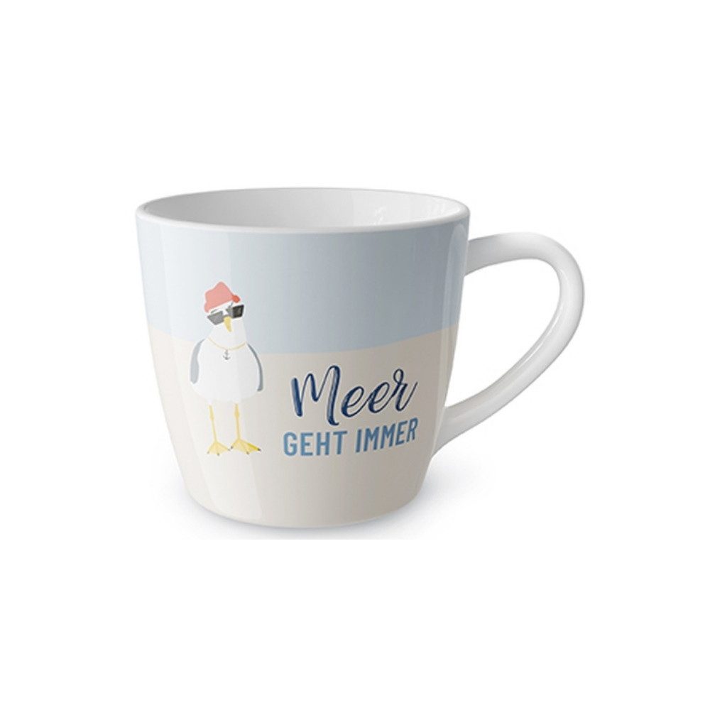 La Vida Tasse Meerfreunde, Porzellan, Spülmaschinengeeigenet, Mehrfarbig, Möwe, H: 9.2cm