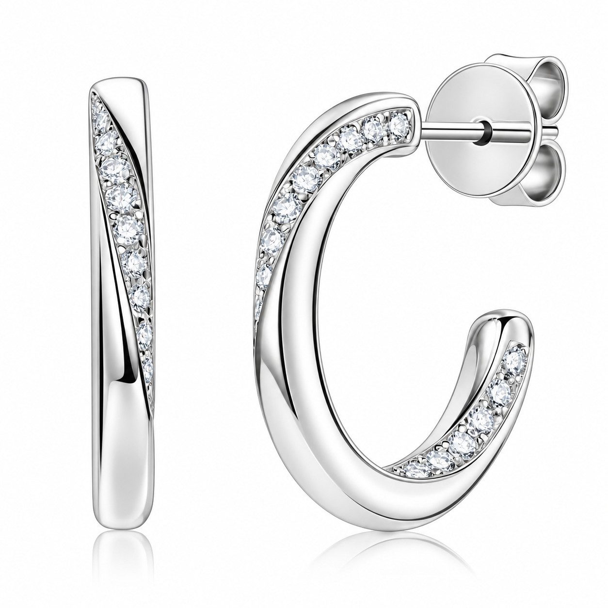 ROUGEMONT Paar Creolen Moissanit Damen Creolen Ohrringe 925 Silber 18K Gold mit Zertifikat, Echtschmuck mit Zertifikat