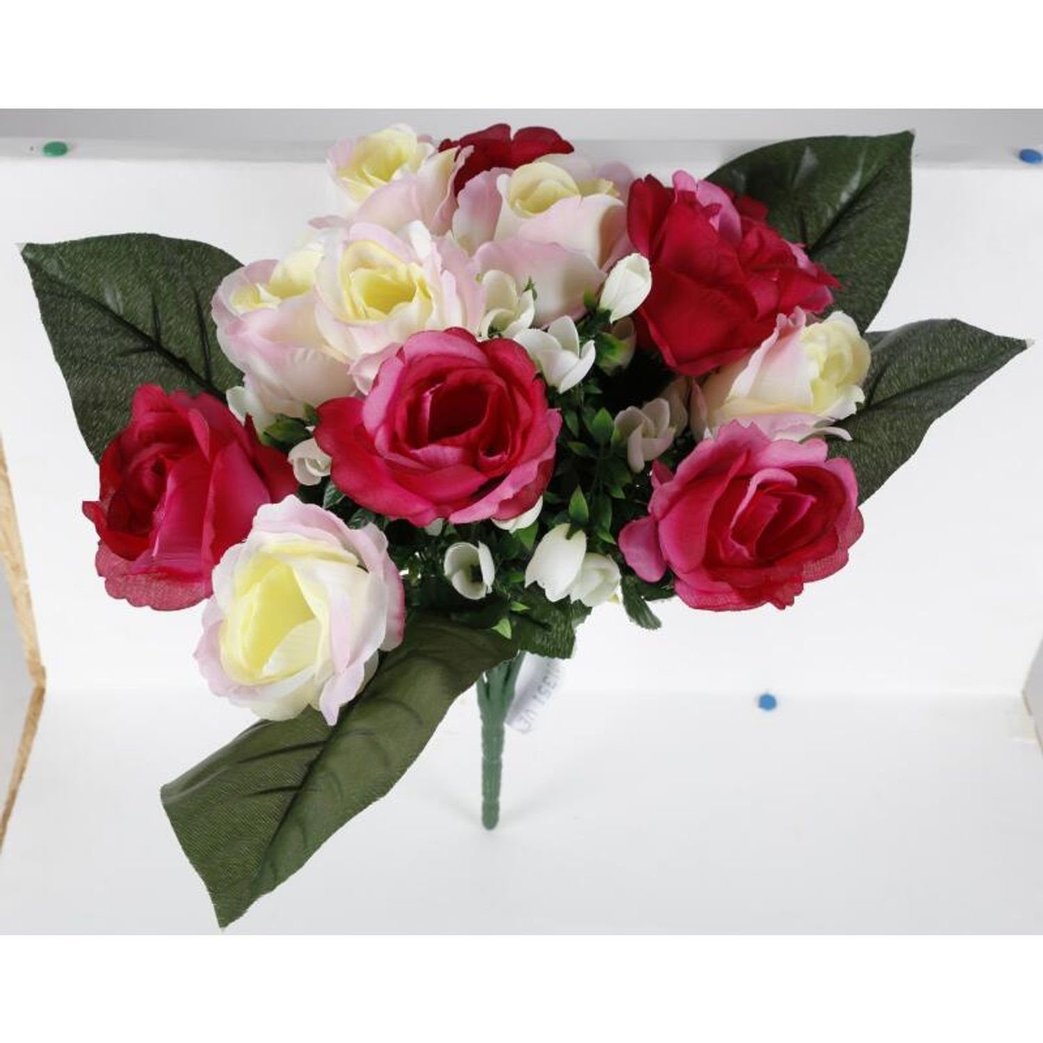 Kunstpflanze Rosenstrauß Dekoration BURI Pflanzenstrauch, Wohnen Kunstblumen Künstlicher