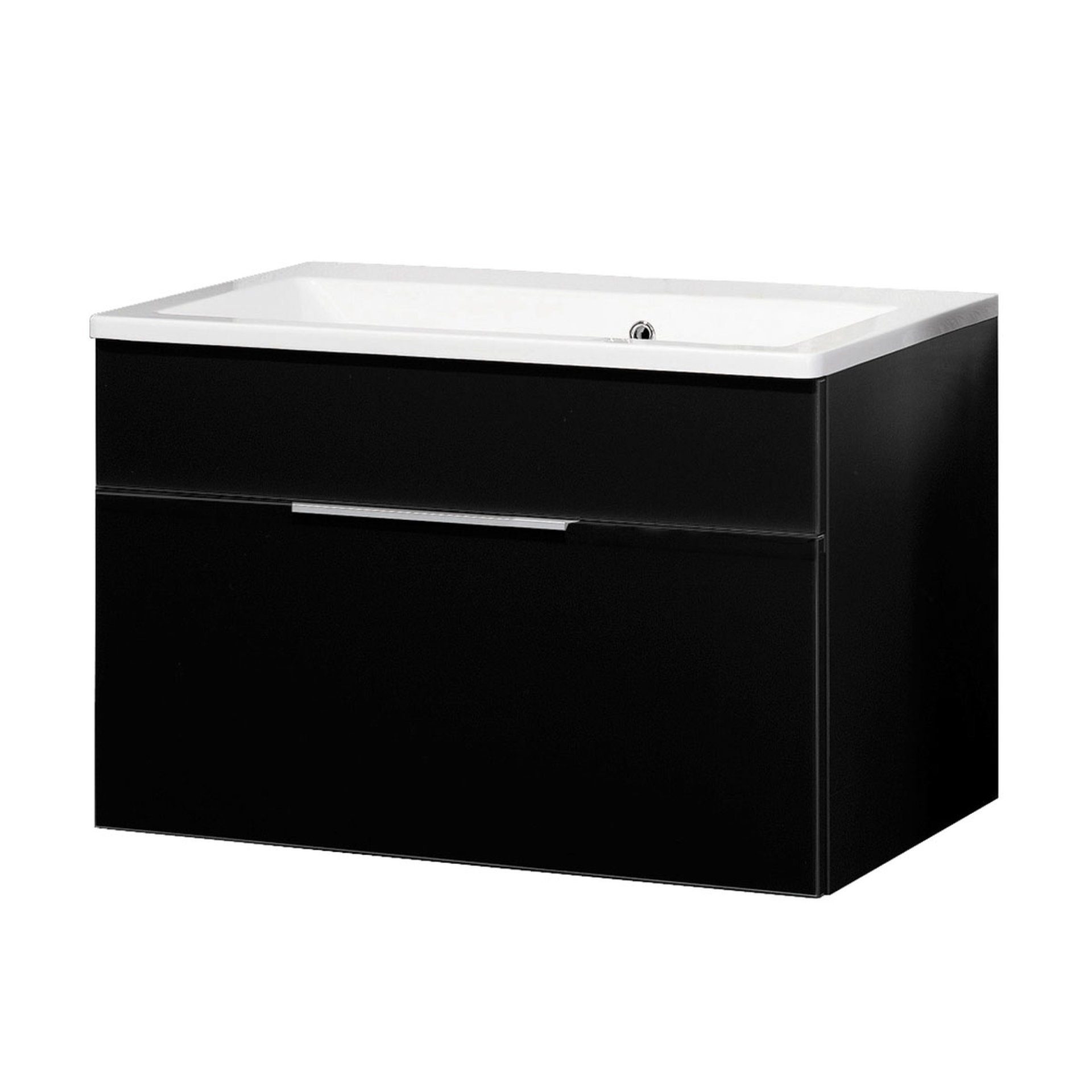 FACKELMANN Badmöbel-Set KARA Unterschrank mit Becken 80cm, Anthrazit, Gussmarmor, 1 Schublade