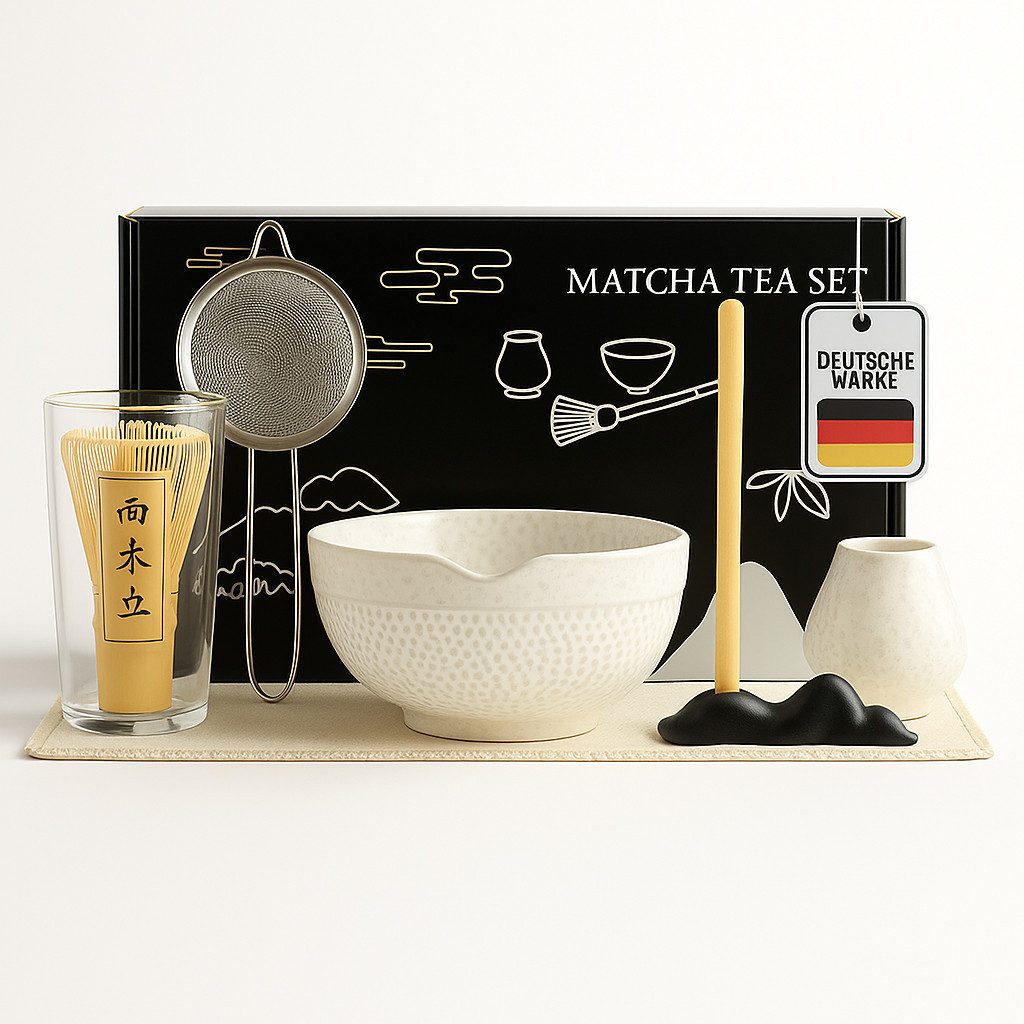 Roxlin Teeservice Roxlin Matcha Set (7-teilig) Keramik, Bambus-Besen, Schale & Zubehör
