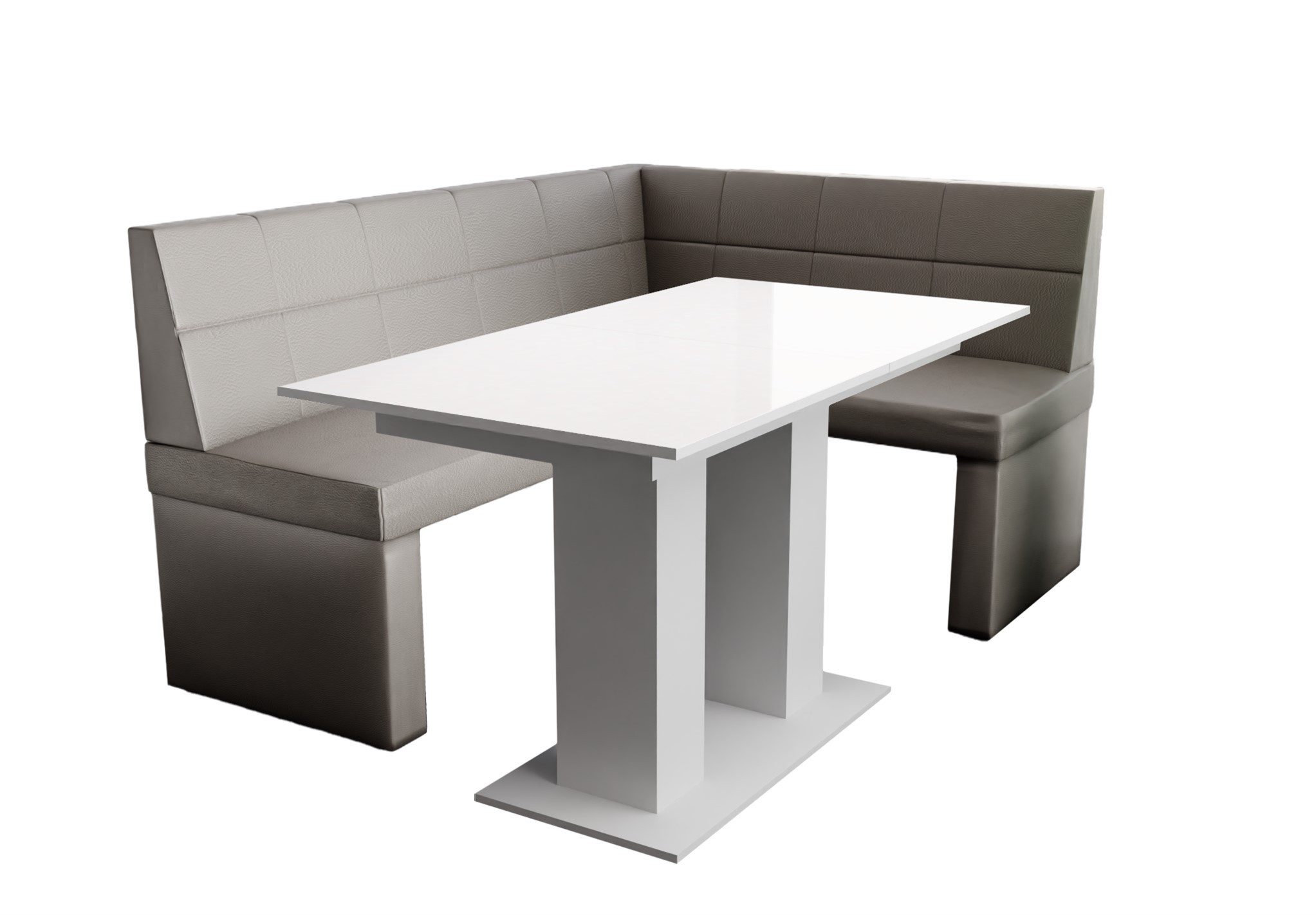Fun Möbel Eckbankgruppe Eckbankgruppe „BLAKE“ Größe 168x128cm mit Tisch Weiß Hochglanz, ausziehbarer Tisch