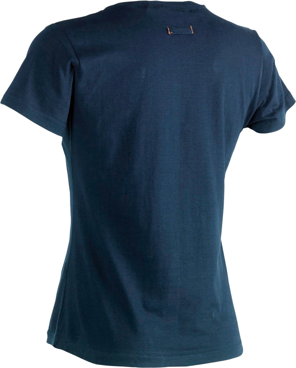 Herock T-Shirt Epona T-Shirt angenehmes Kurzärmlig 1 Damen marine hintere Figurbetont, Schlaufe, Tragegefühl