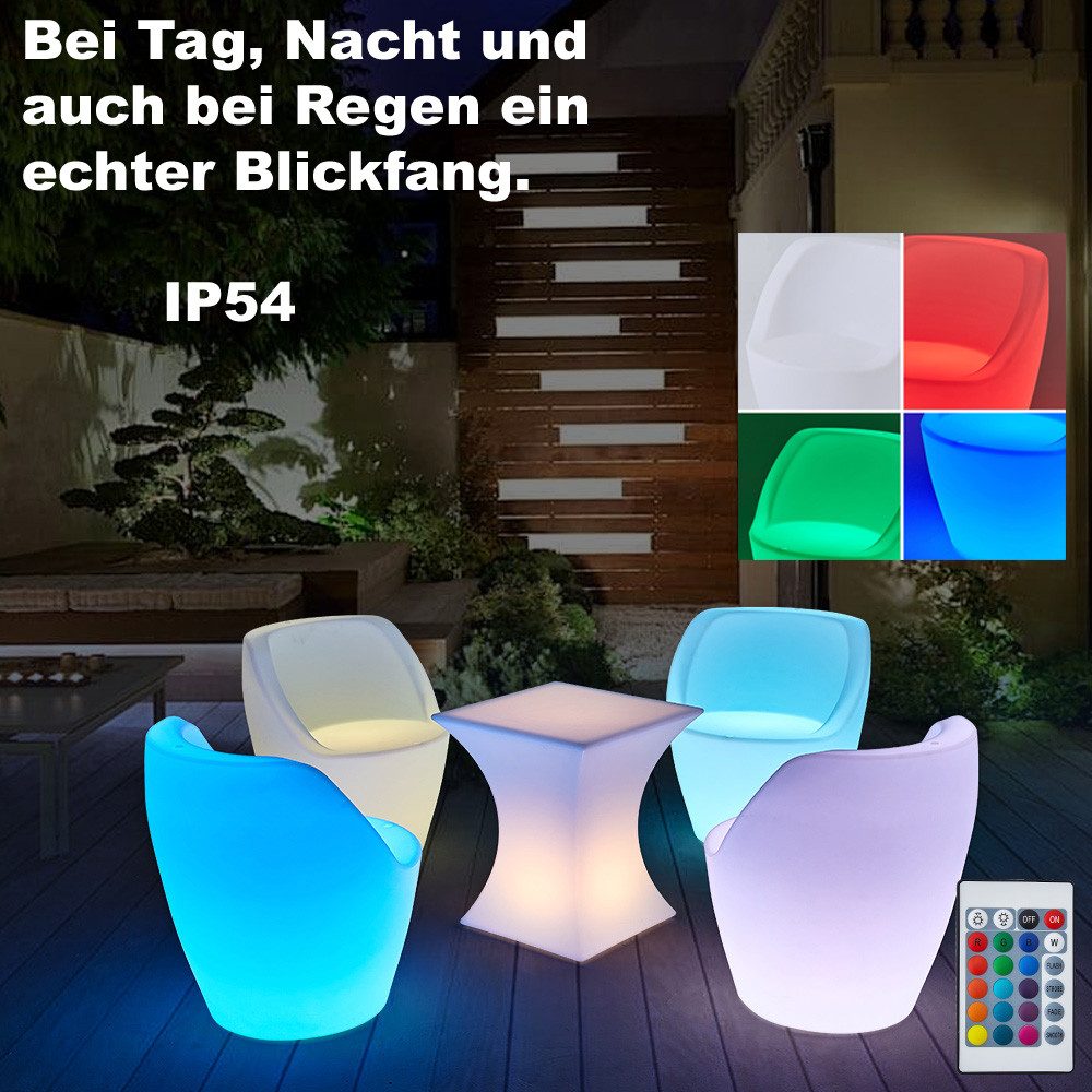 Eurohandisplay LED Gartenleuchte LED Gartenleuchte Leuchtende Sessel Tisch Sparsam mit Fernbedienung, LED fest integriert, RGBW, LED Möbel