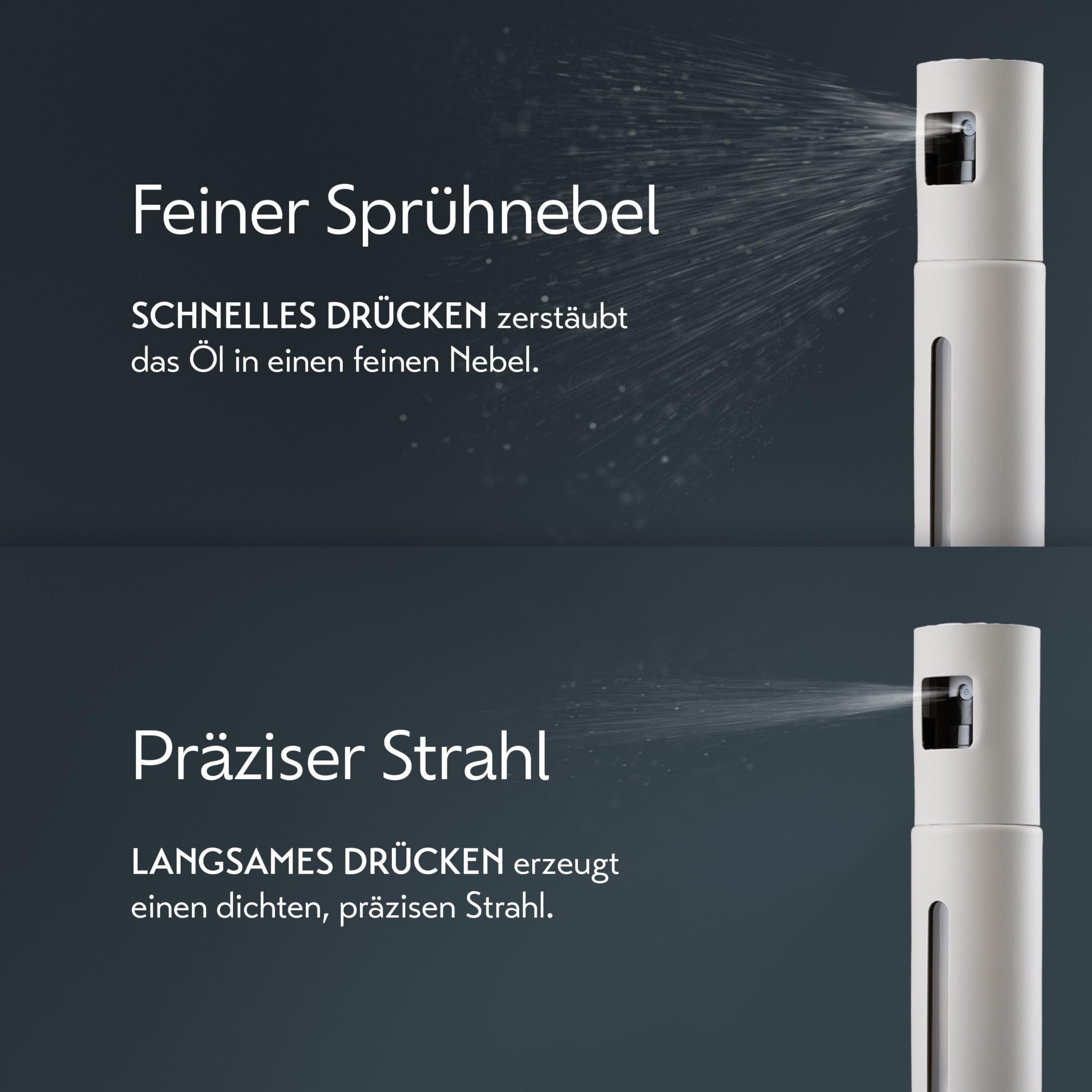 Schmidt & Kramer Ölspender Hochwertige Öl-Sprühflasche aus Edelstahl & Glas, für gesundes Kochen, praktischer Sprüher für präzise Dosierung – Bild 4 von 5