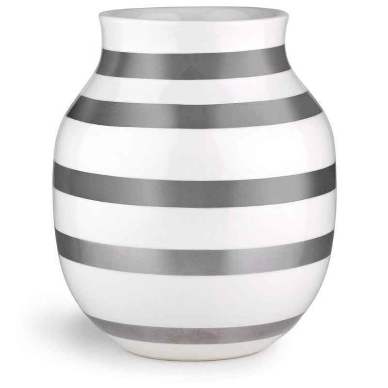 Kähler Tischvase Vase Omaggio weiß mit silber 20cm