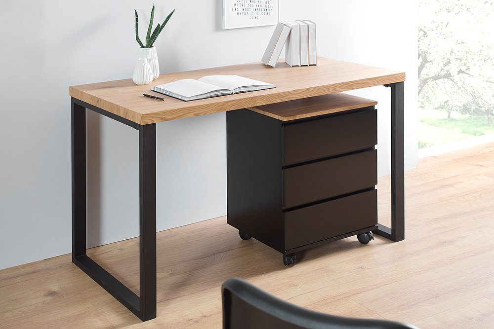 riess-ambiente Schreibtisch OAK DESK Home Office Metall natur · / 120cm Industrial · · Arbeitszimmer · Holzwerkstoff schwarz