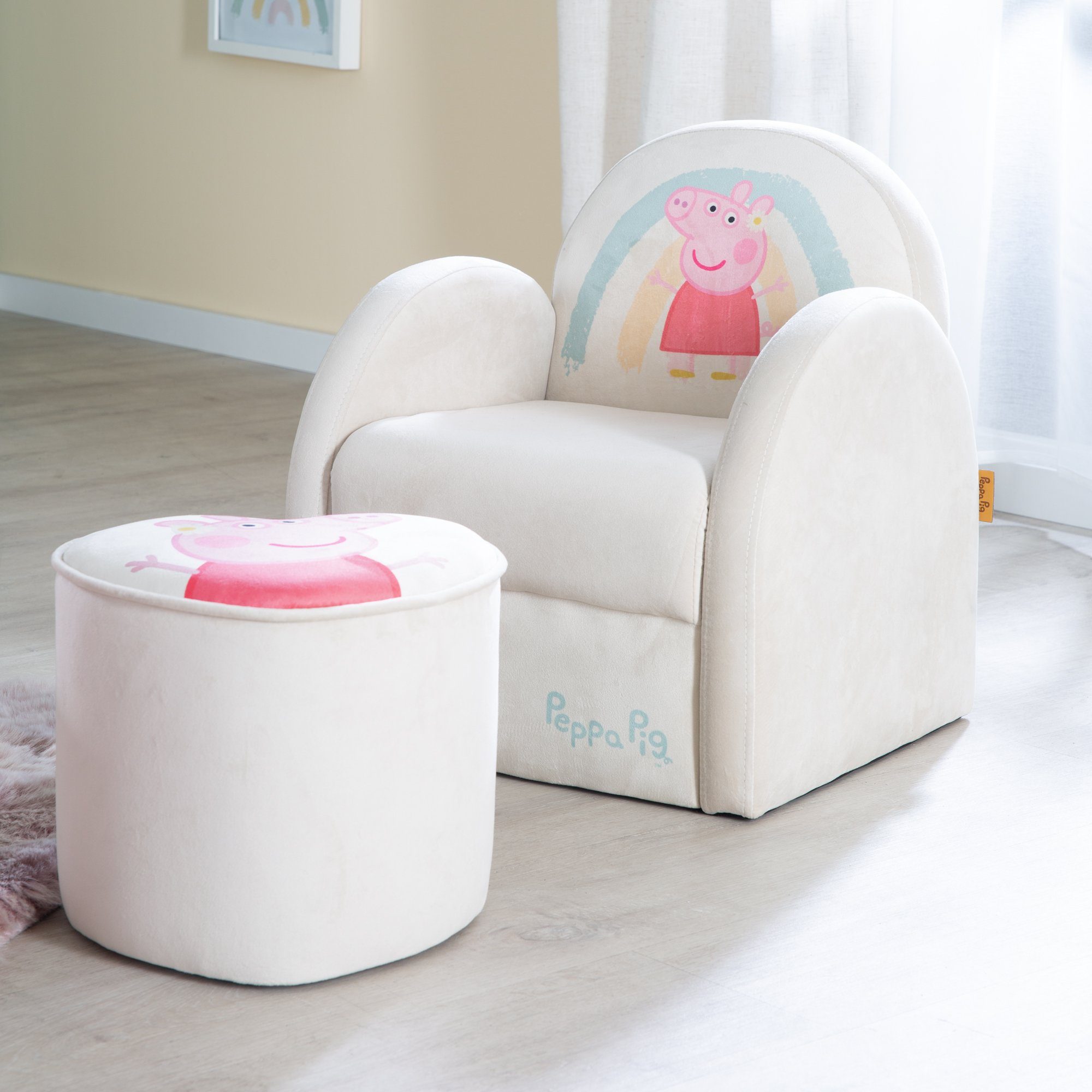 aus mit Peppa Armlehnen Samtstoff roba® Beige Pig, in Kindersessel