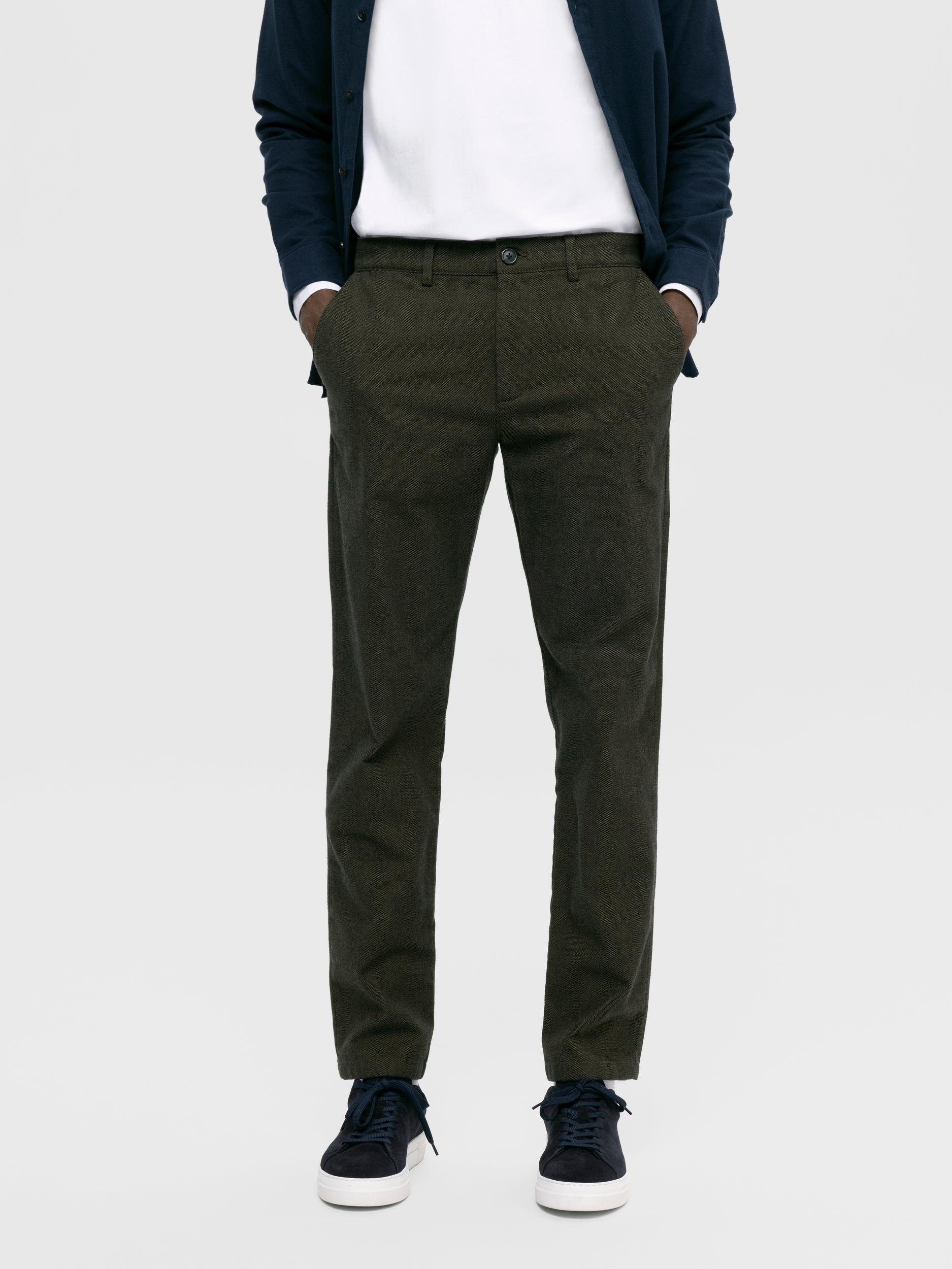 SELECTED HOMME Chinohose BRUSHED 175 night CHINO FIT forest SLIM