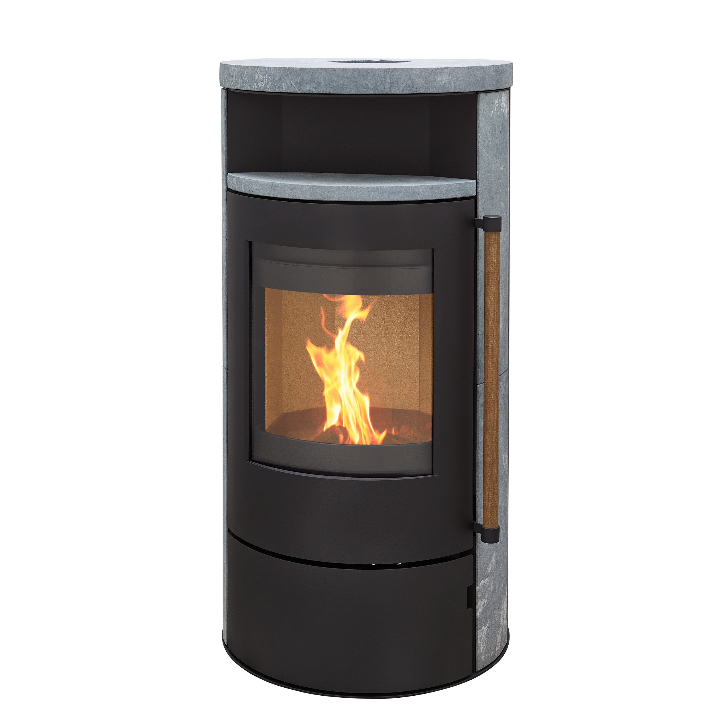 H&M Germany Kamin-Ofen München Max Style Schwarz Natur-Stein Holz