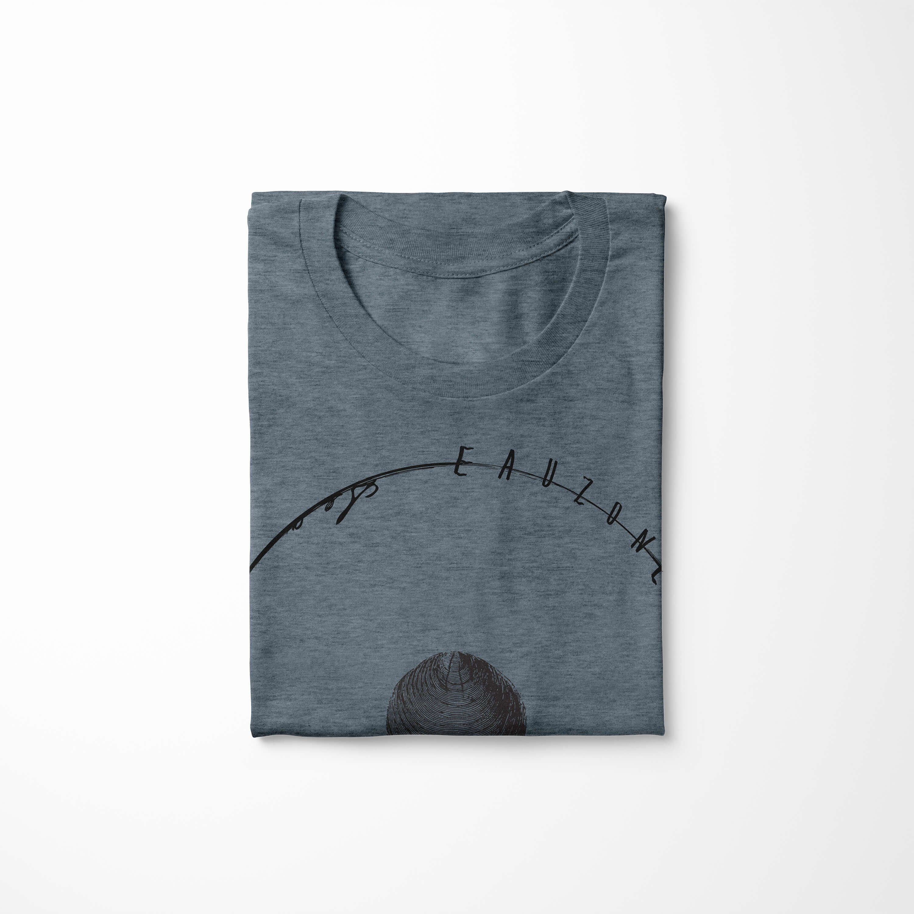 Sinus Art T-Shirt sportlicher / und Struktur Creatures, Tiefsee Fische Serie: - T-Shirt 005 feine Indigo Sea Schnitt Sea