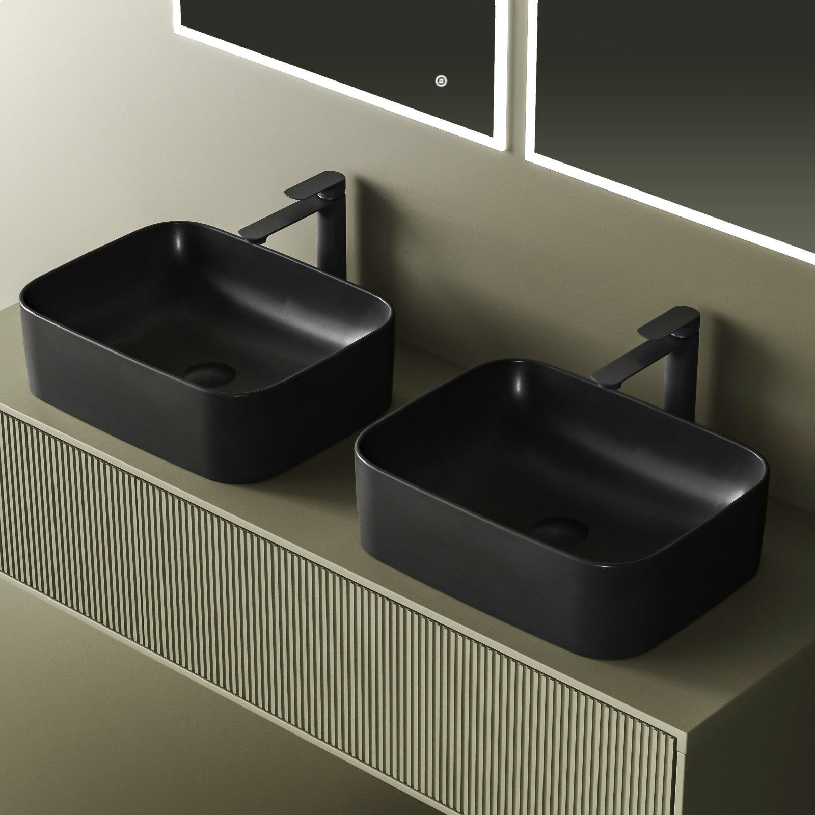 EMKE Aufsatzwaschbecken Eckiger Waschbecken Keramik Waschbecken günstig online kaufen