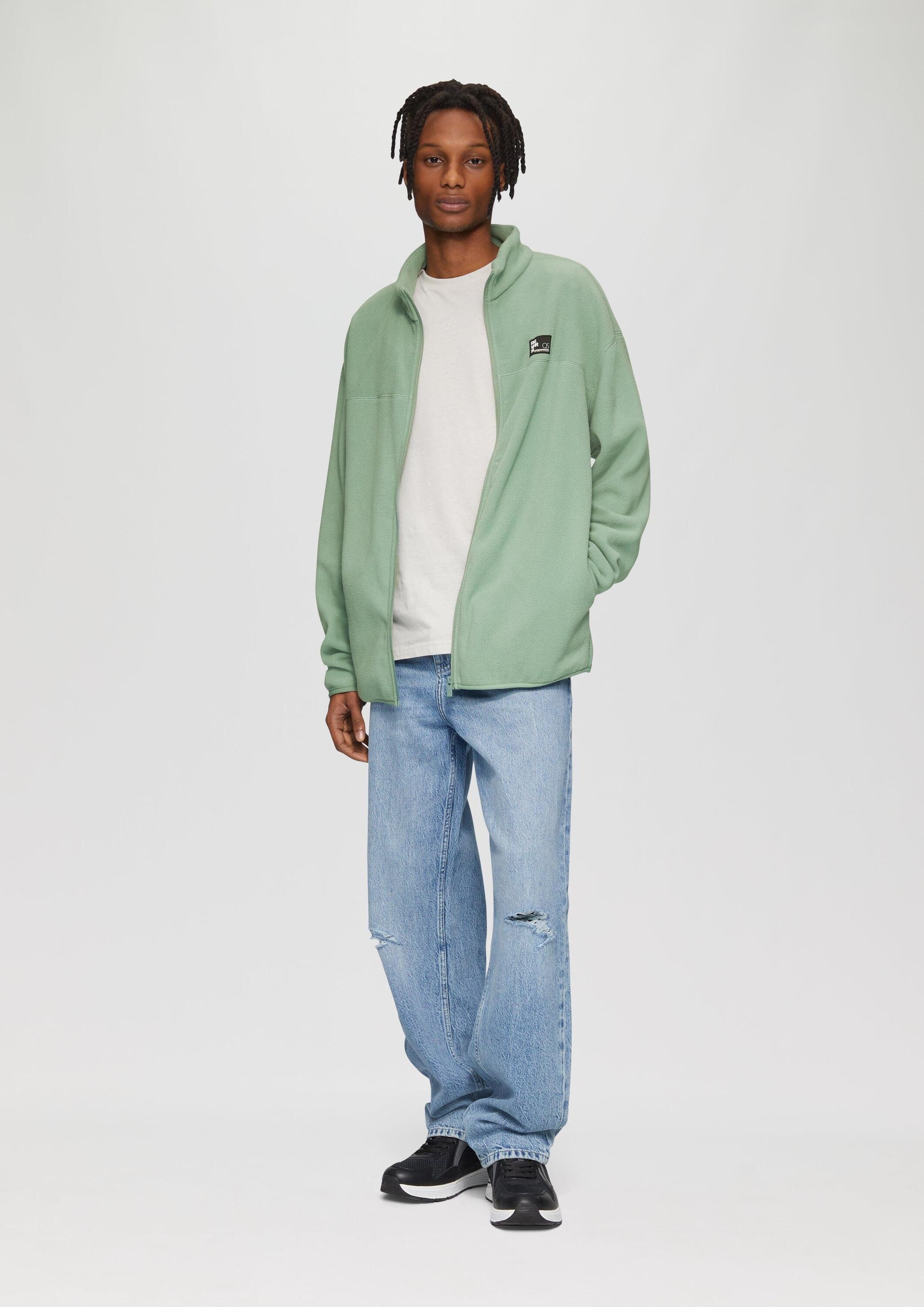QS Sweatjacke Sweatshirt Jacke Fleecejacke mit Stehkragen