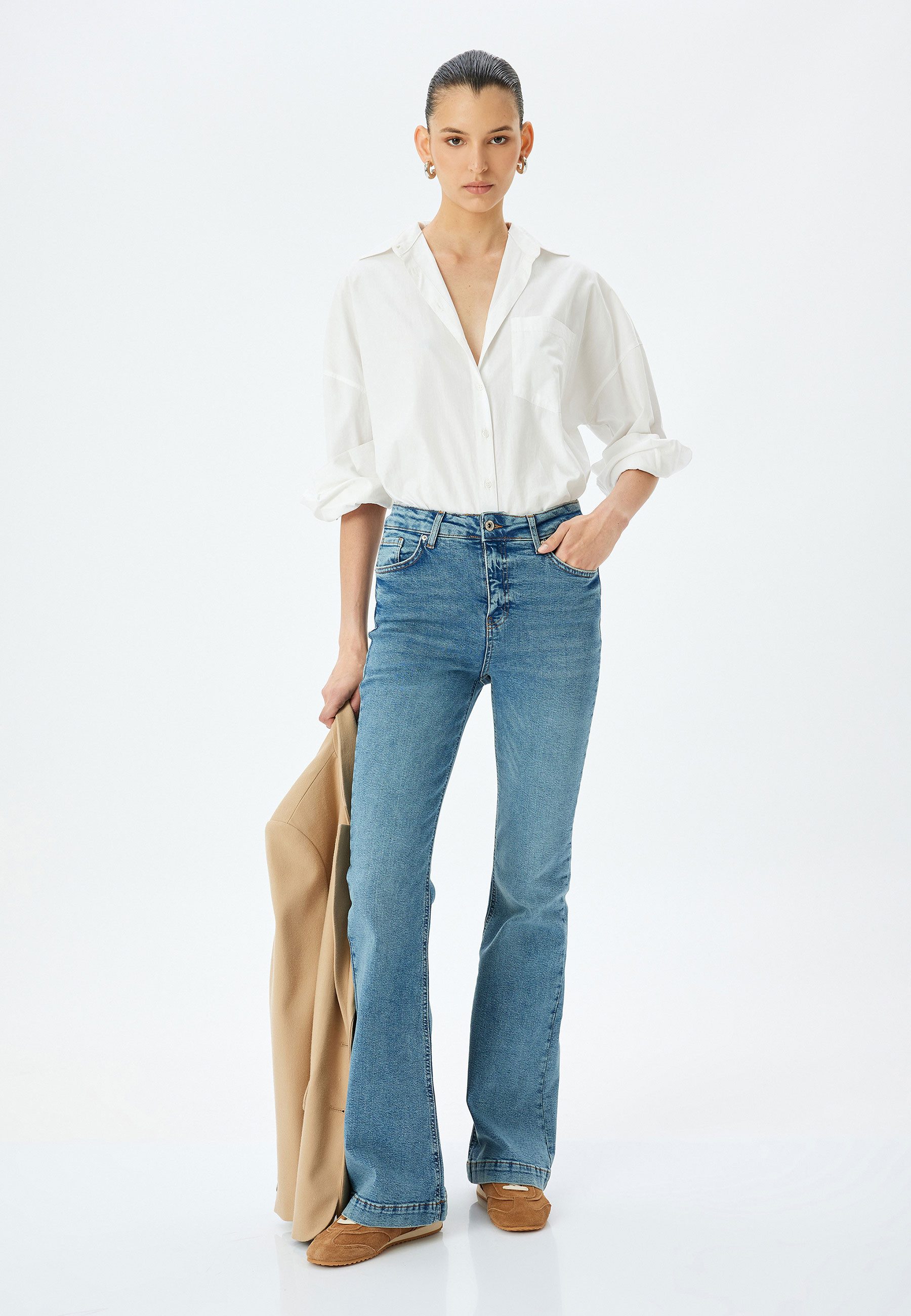 Koton Slim-fit-Jeans Denim Flare Slim-fit-Jeans