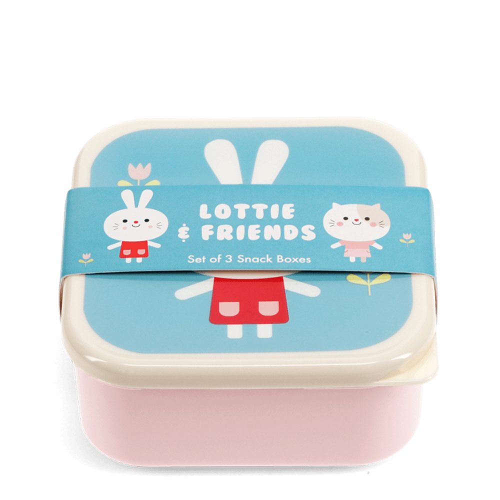 Rex London Lunchbox Lottie and Friends, Kunststoff, (Set, 3-tlg., ca. 11,5 x 11,5 x 5,5 cm (große Box), jede Box, passt genau in den größeren Behälter