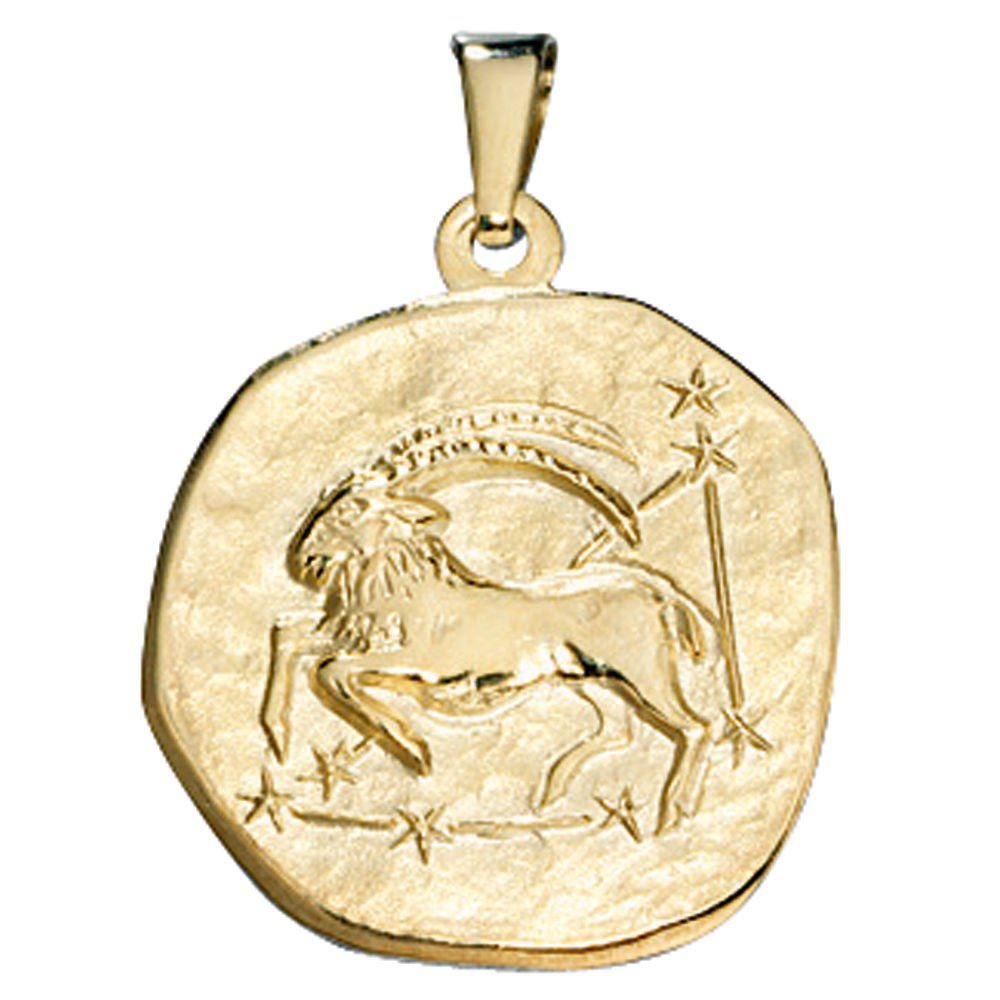 Unisex - Gold aus Sternzeichen 333 Krone Halsschmuck Steinbock Gelbgold Schmuck Kettenanhänger Anhänger