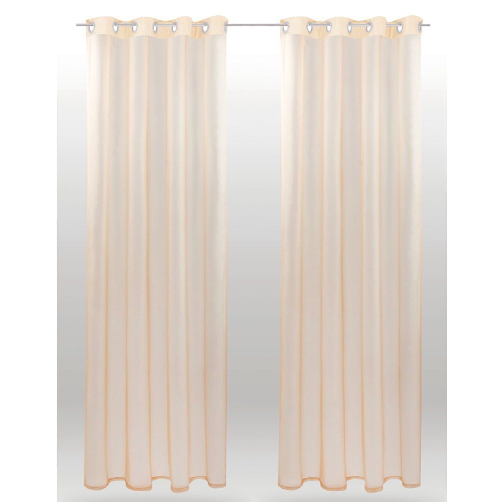 Bestlivings Dekoschal Noella Ösen Voile 140 cm x 145 cm Beige 2er Pack günstig online kaufen