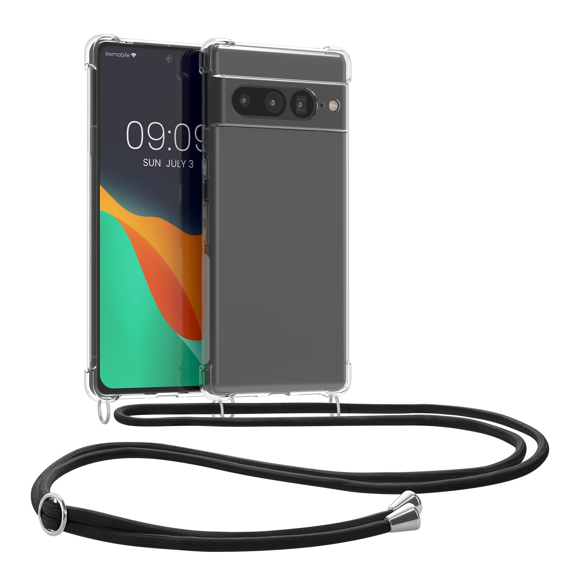 kwmobile Etui Necklace Case für Google Pixel 7 Pro, Hülle Silikon mit Handykette - Band Handyhülle