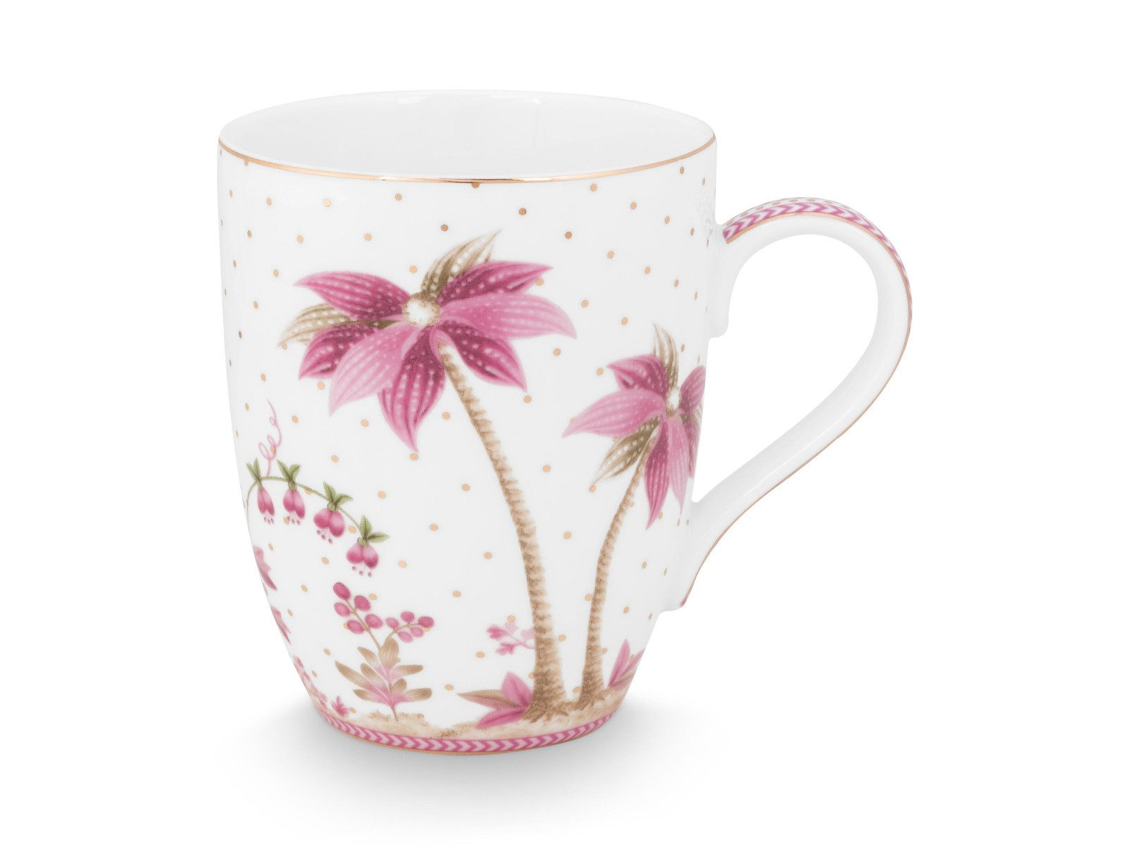 PiP Studio Becher Jolie Dots Gold Pink Becher Large 350ml, Porzellan
