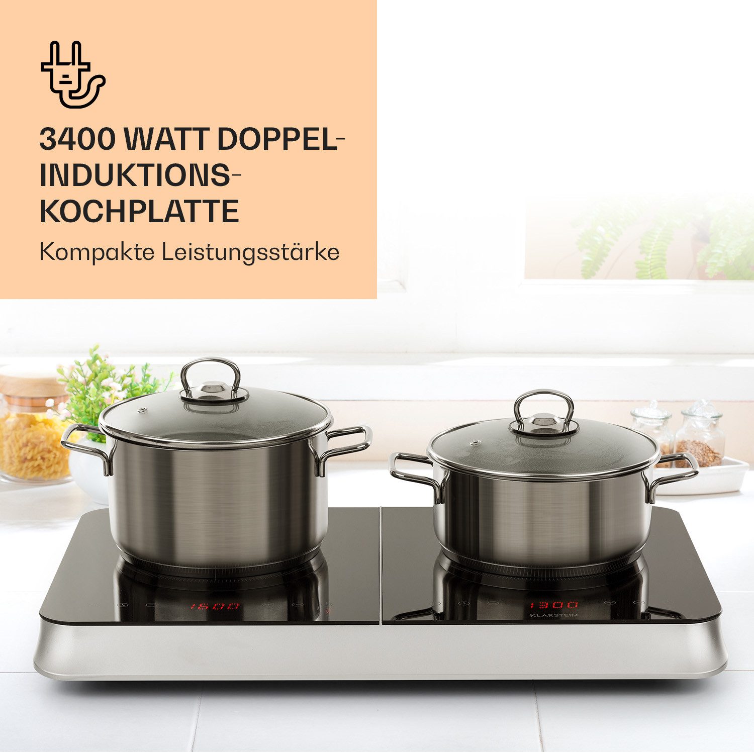 Klarstein Induktions-Kochfeld InnoChef, Induktionskochfeld 3400W Touch Control Glaskeramik