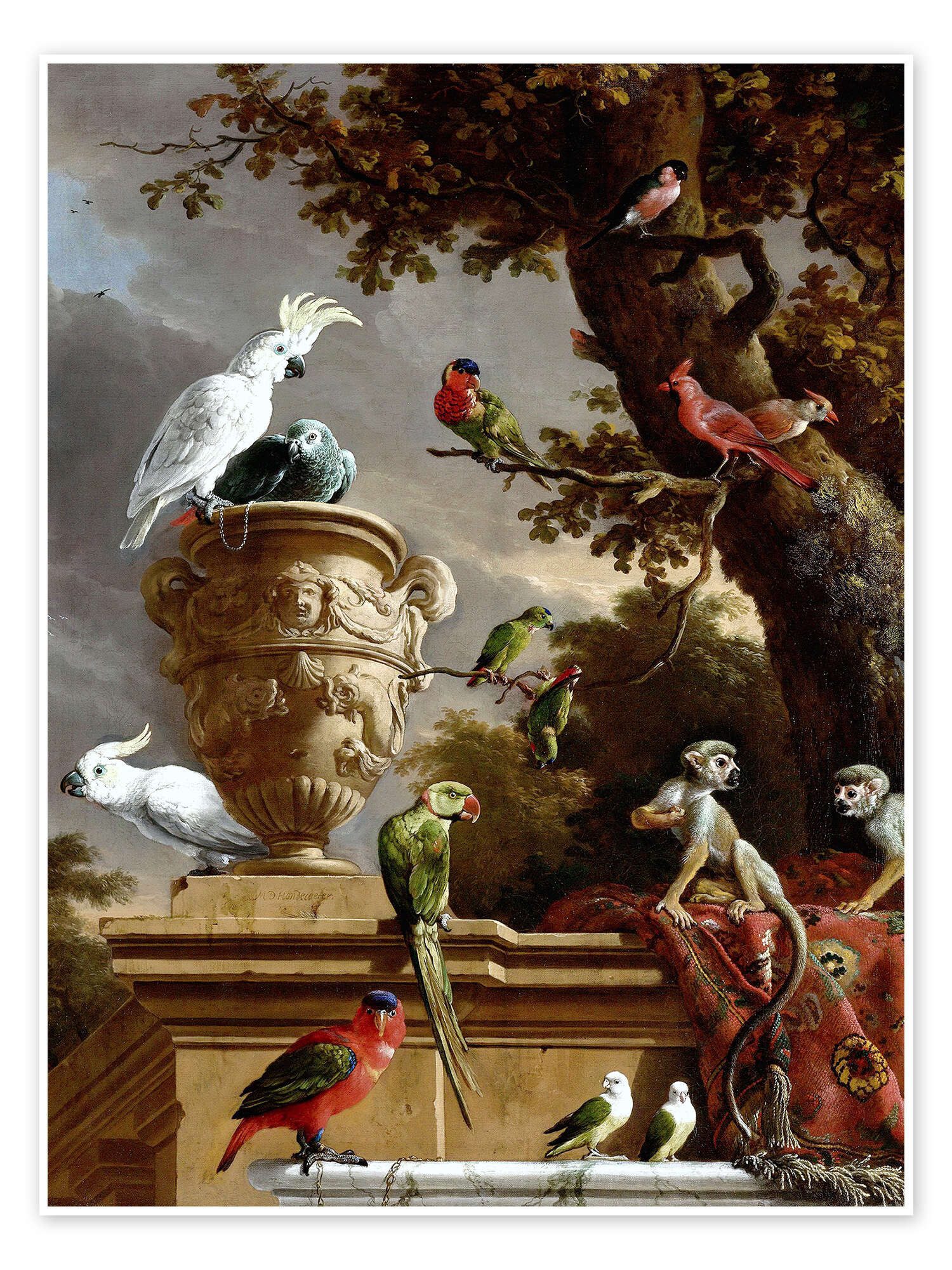 Posterlounge Wandbild Die Menagerie, Melchior de Hondecoeter, erhältlich als Poster, Leinwandbild, Wandsticker oder Acrylglasbild