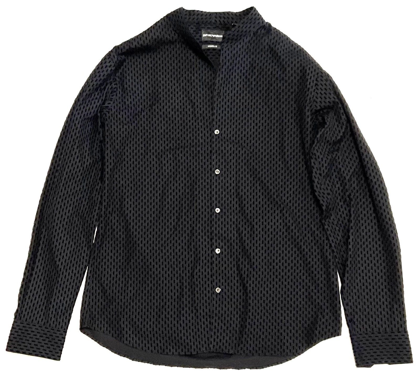 Emporio Armani Langarmhemd Emporio Armani Herren Hemden, EMPORIO ARMANI MANICA LU SHIRT Chinesisch Kragen, Beflockung