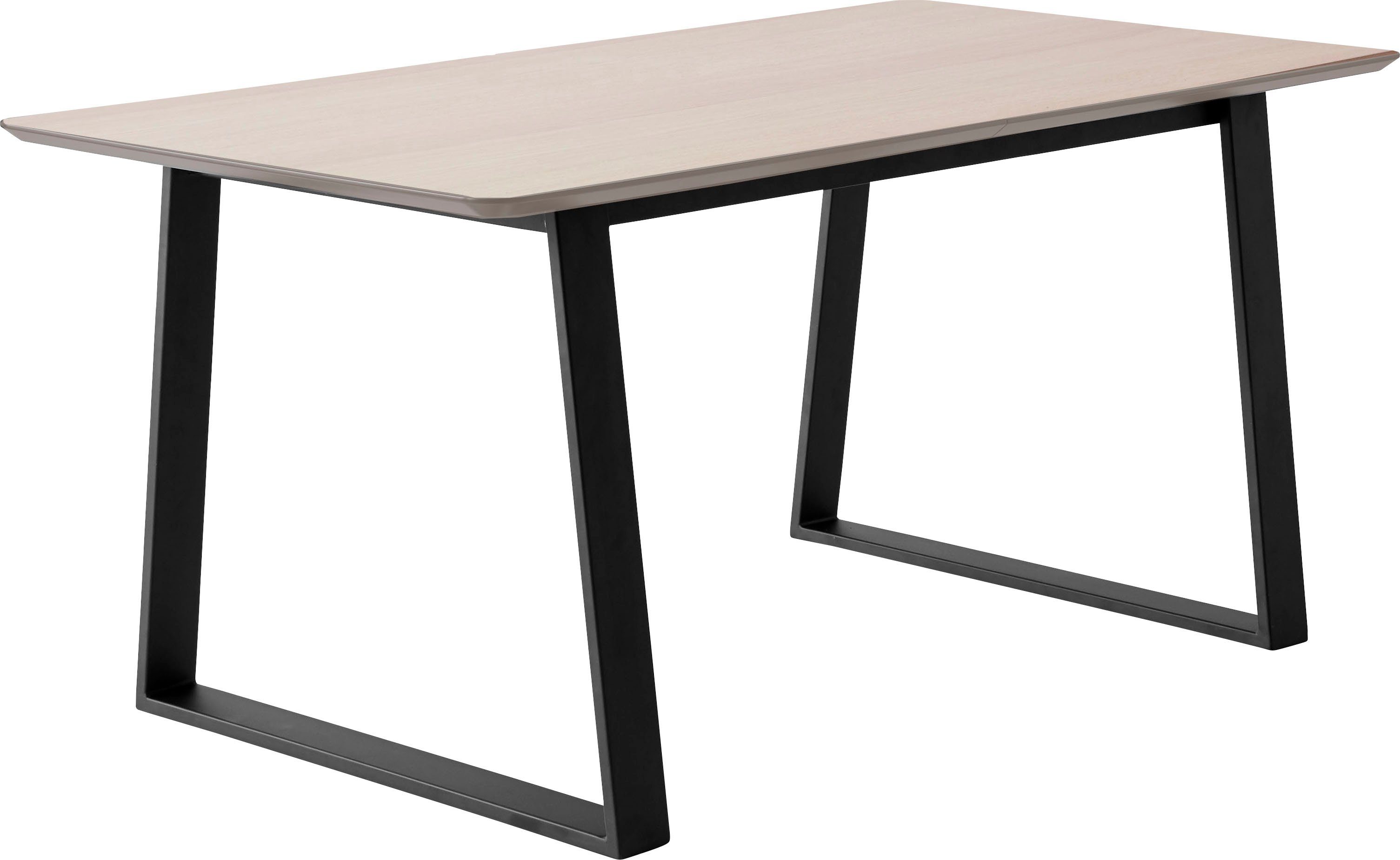 Hammel Furniture Esstisch Meza by Hammel, abgerundete Tischplatte MDF, Trapez Metallgestell, 2 Einlegeplatten Naturfarben | Esstische