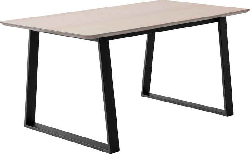 Hammel Furniture Esstisch Meza by Hammel, abgerundete Tischplatte MDF, Trapez Metallgestell, 2 Einlegeplatten