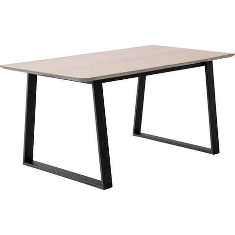 Hammel Furniture Esstisch Meza by Hammel, abgerundete Tischplatte MDF, Trapez Metallgestell, 2 Einlegeplatten