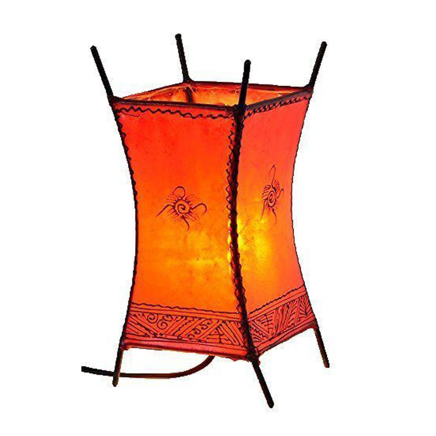 SIMANDRA Stehlampe Carree Sonne, Ambilight, ohne Leuchtmittel, Warmweiß, marokkanische Lederlampe Rot