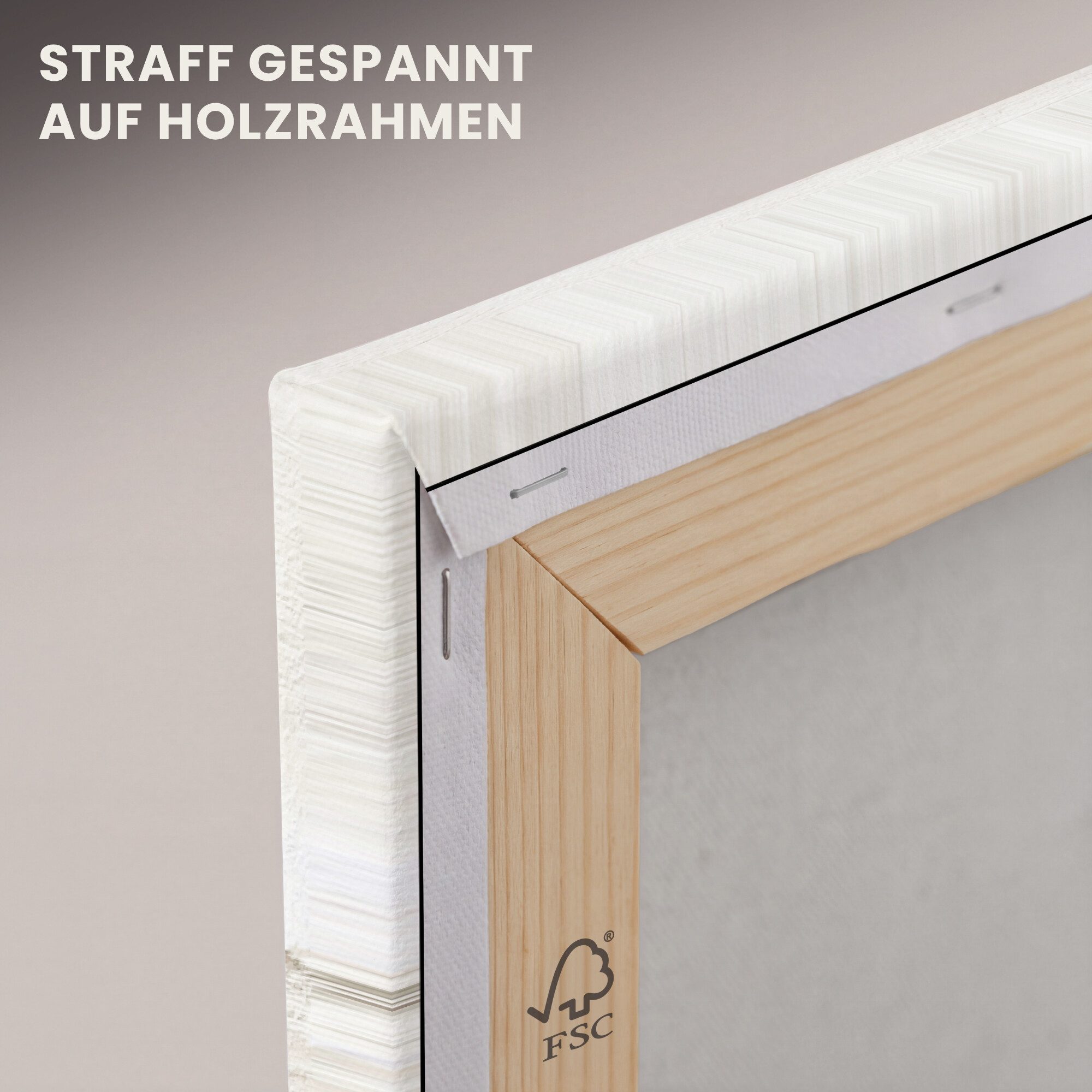 OneMillionCanvasses® Leinwandbild Panorama Abstrakt - Moderne Kunst - Beige, Fotodruck (1 St), Wandbild, Deko Schlafzimmer Wohnzimmer Flur 40x20 cm – Bild 5 von 5