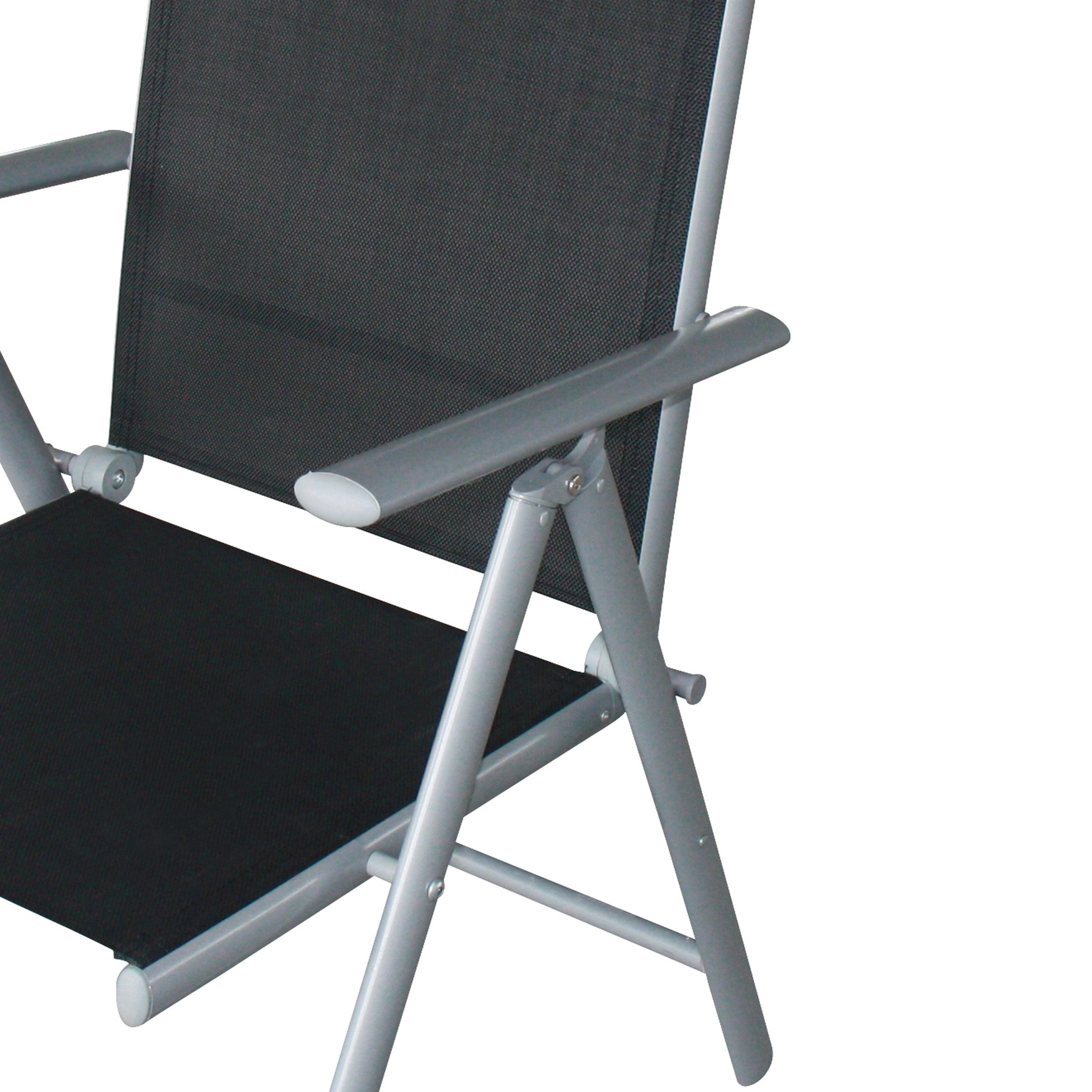 TPFGarden Gartenstuhl ASHFORD (2er Set Klappsessel mit Aluminiumgestell grau - Stoff schwarz), Hochwertiger Outdoor Stuhl mit den Maßen (BxHxT): 56 x 107 x 66 cm