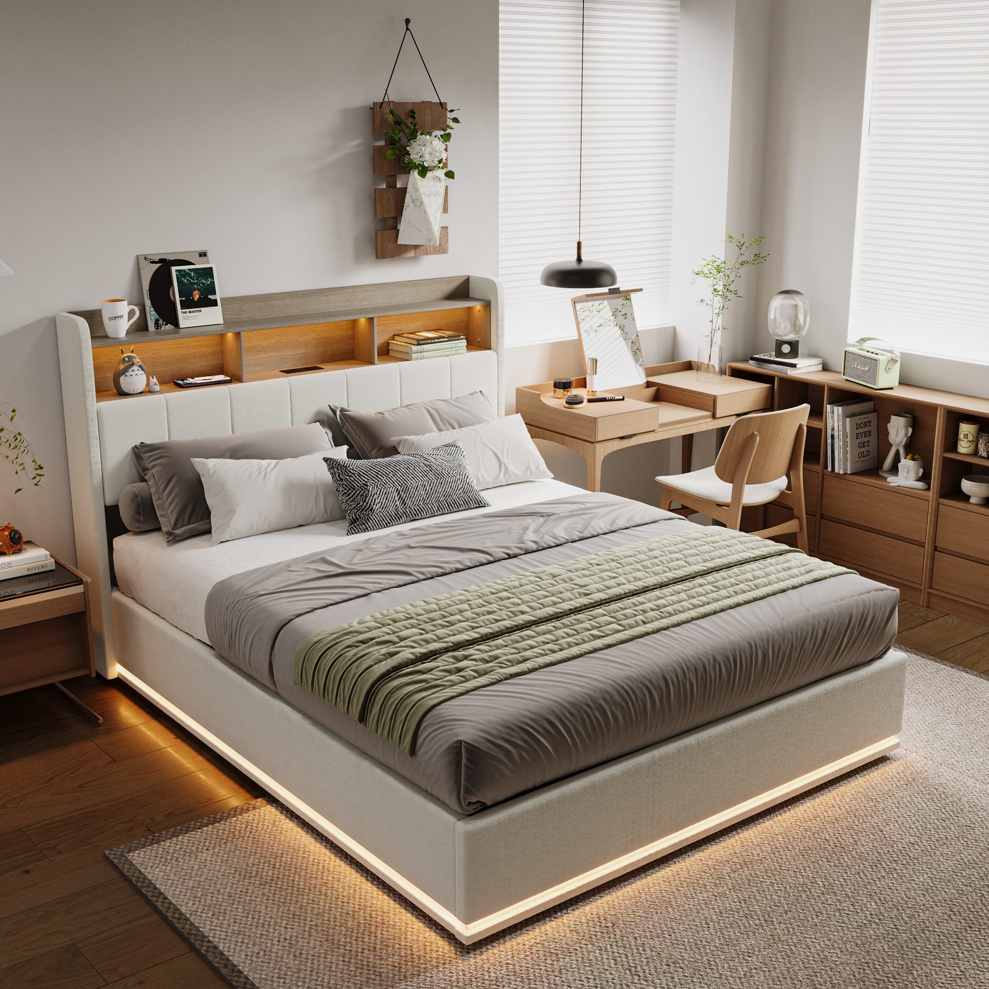 Furnishings Home Polsterbett Stauraumbett Doppelbett LED, günstig online kaufen