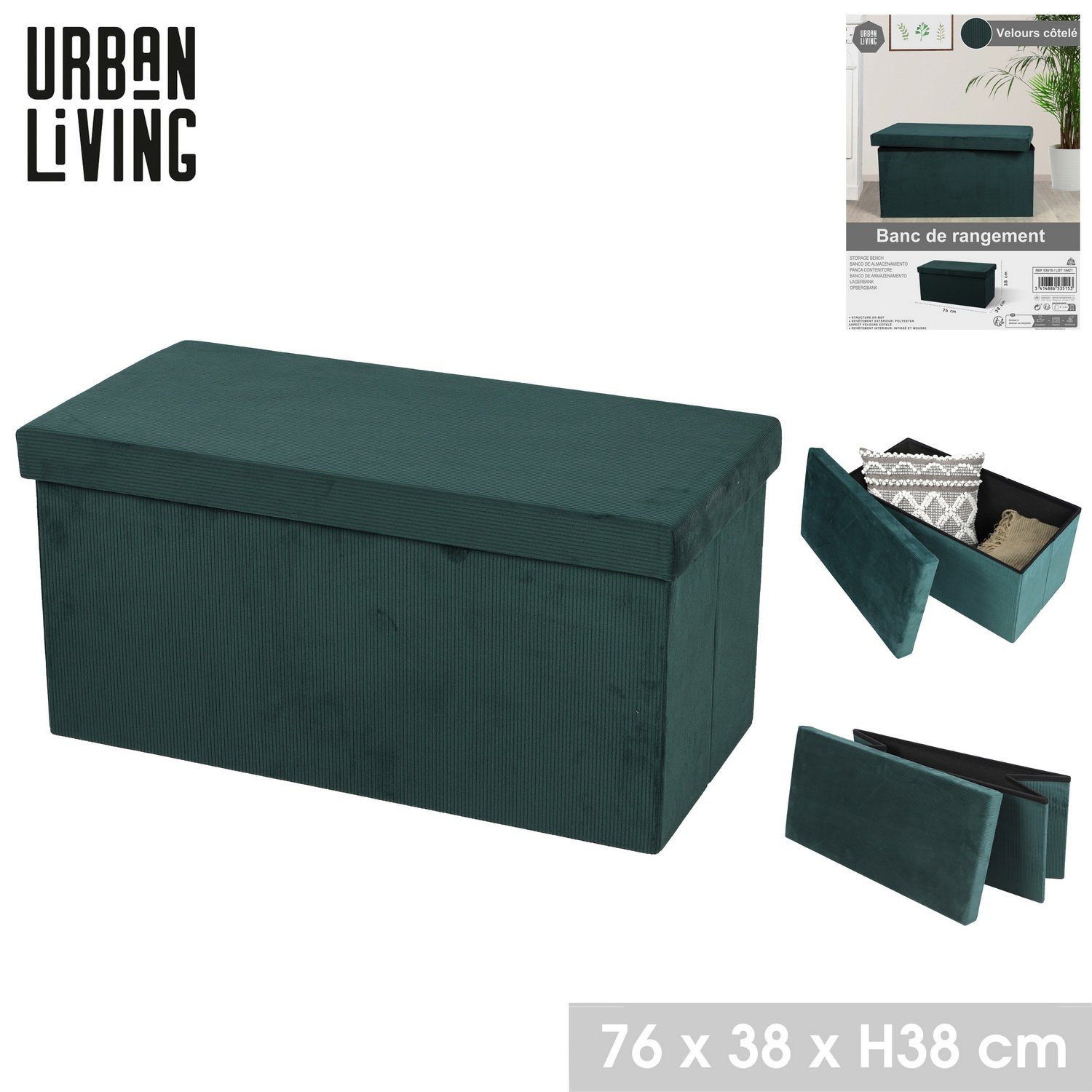 Urban Living Truhenbank SITZBANK CORD "velours côtelé" zusammenklappbar, Au günstig online kaufen