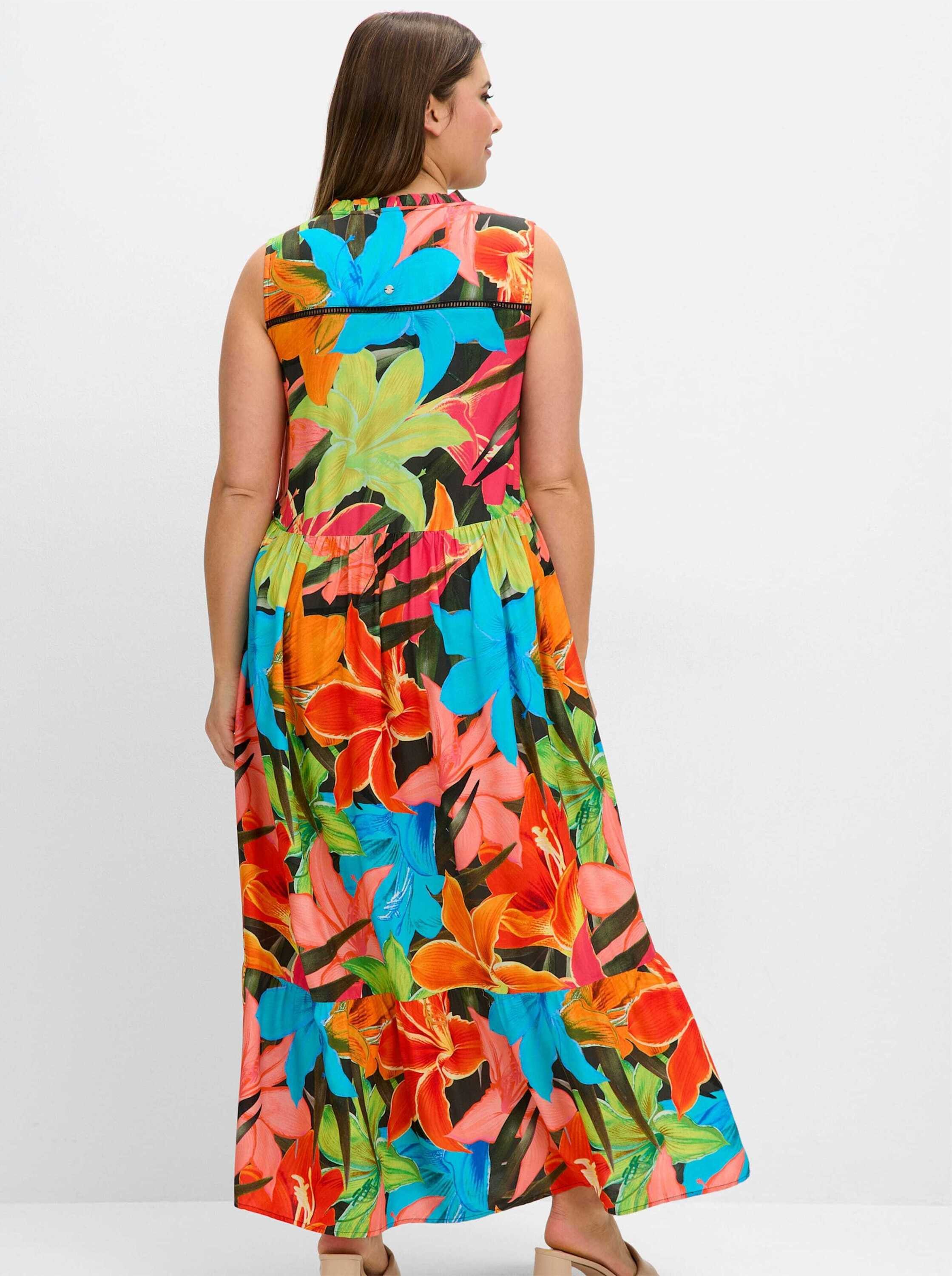 Sheego Etuikleid Maxikleid Ärmellos mit Blumenprint günstig online kaufen