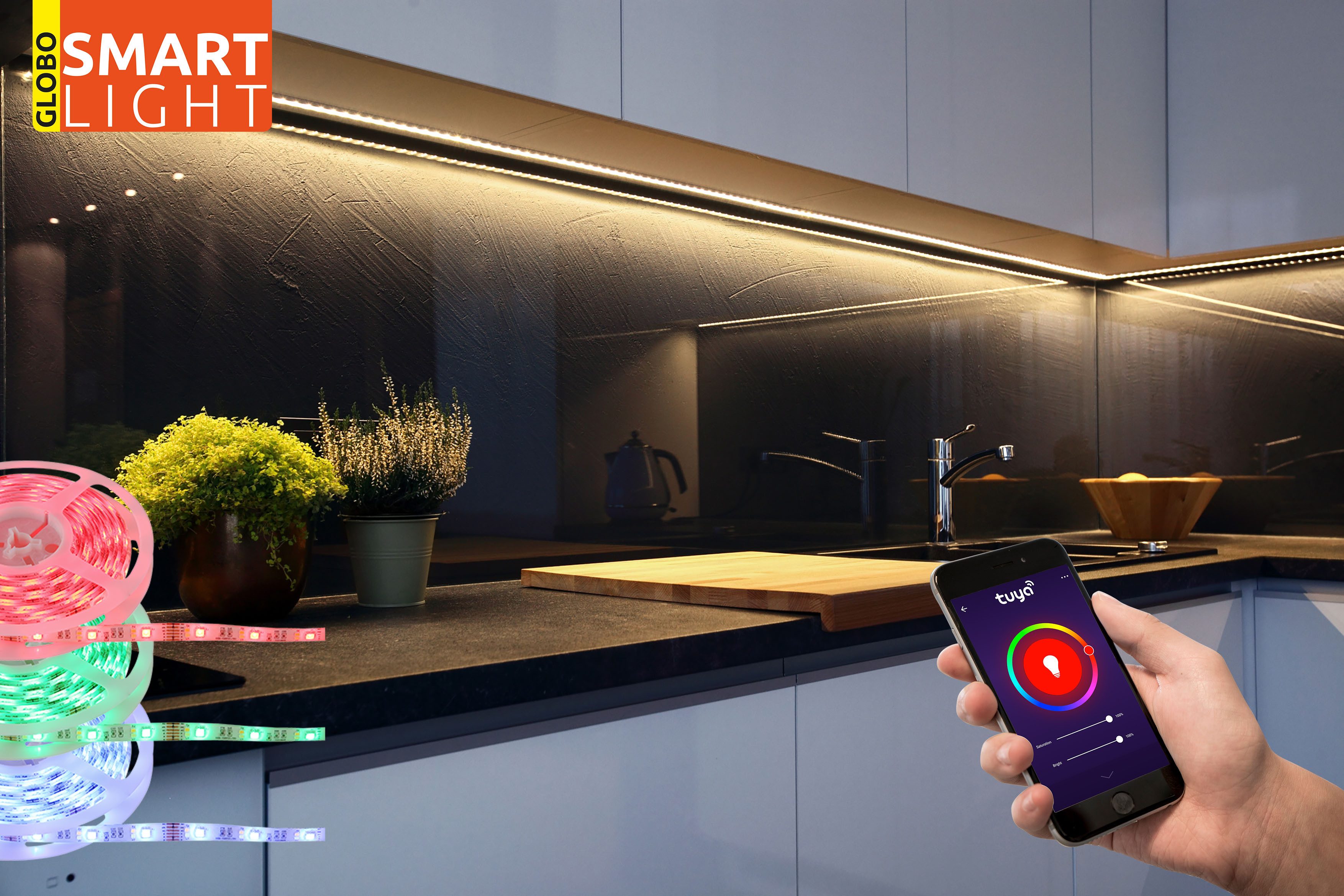 GLOBO LIGHTING LED Stripe EDUARD, Band/Farben fixierbar/kompatibel mit Smart Home und Alexa