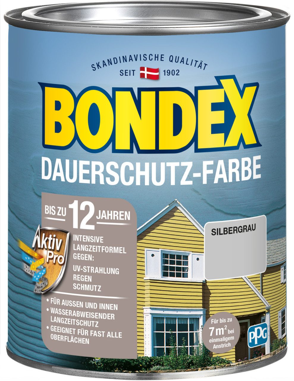 Bondex Holzschutzlasur Bondex Dauerschutz-Holzfarbe 750 ml silbergrau