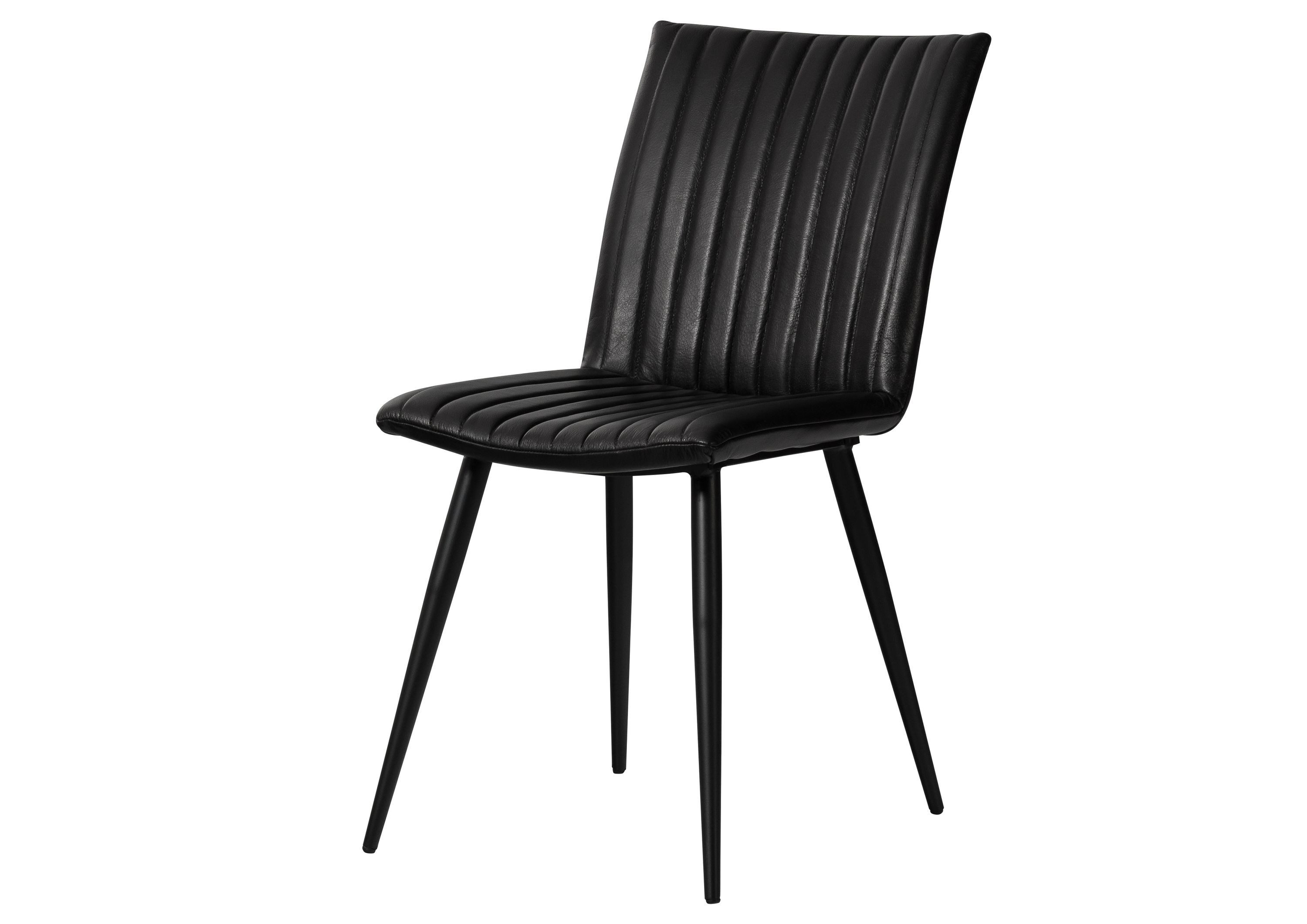 Massivmoebel24 Holzstuhl IRON LABEL (schwarz Echtleder (Büffel) Eisen), 45 x 88 x 62 cm IRON LABEL #25