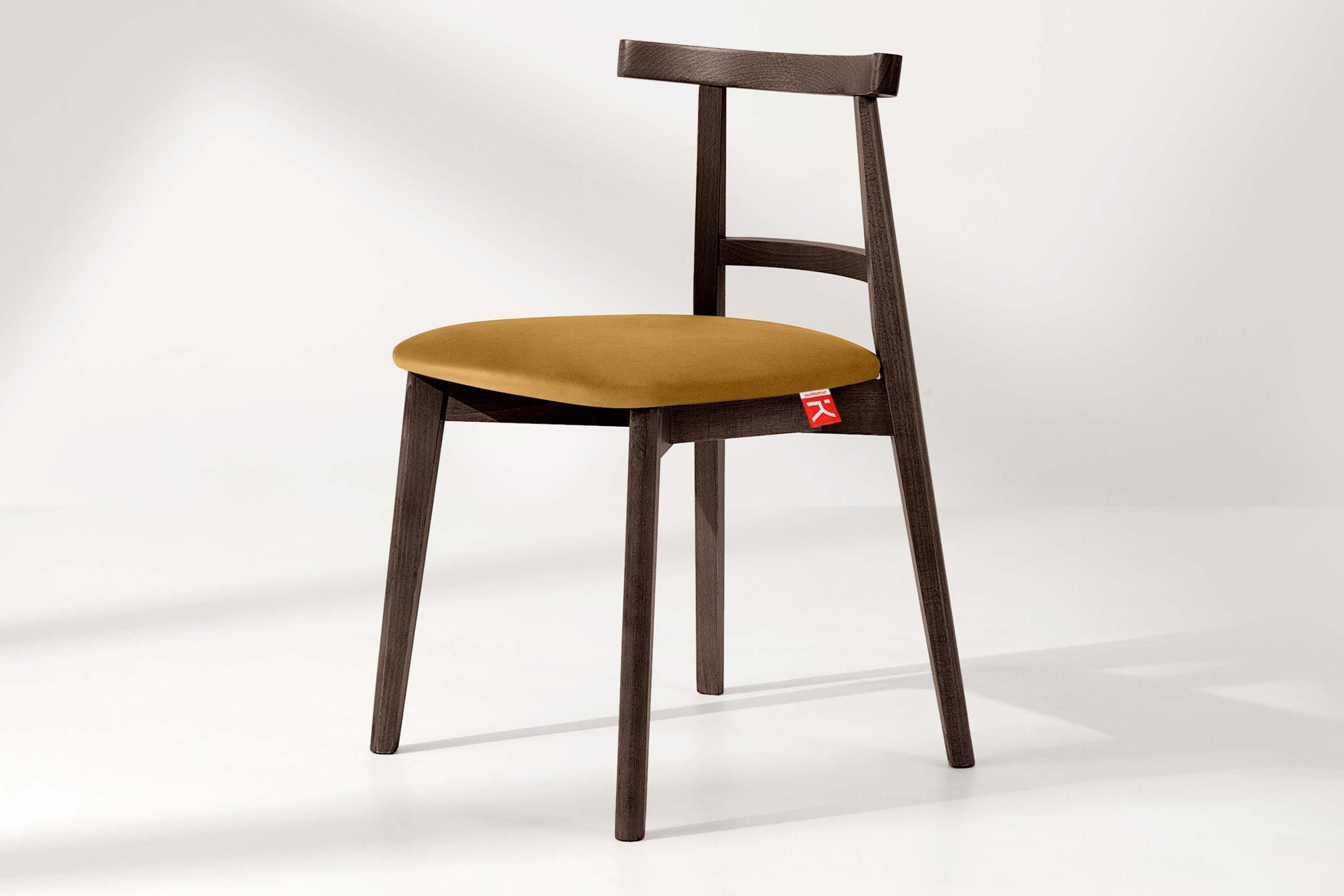 KONSIMO® Esszimmerstuhl Esstischstühle LILIO, Holzstühle, Polsterstühle 2 St., Japandi (dunkle Walnuss), hergestellt in der EU, Buchenholzrahmen, fertigmontiert