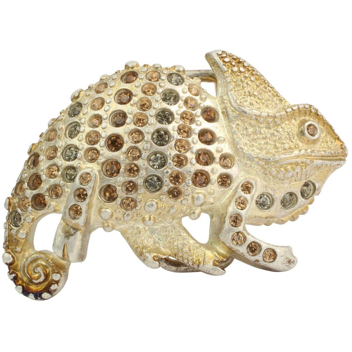 BELTINGER Gürtelschnalle Chameleon 4,0 cm - Buckle Gürtelschließe 40mm - Mit hochwertigem Stras Oro vecchio, mit Steinen | Gürtelschnallen