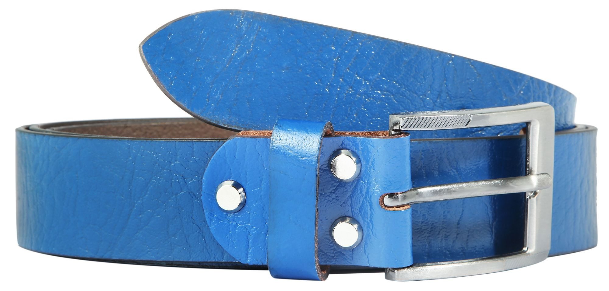 Leonardo Verrelli Ledergürtel hochwertiges Echt Leder, blau, 90 cm - 130 cm (Bundweite)