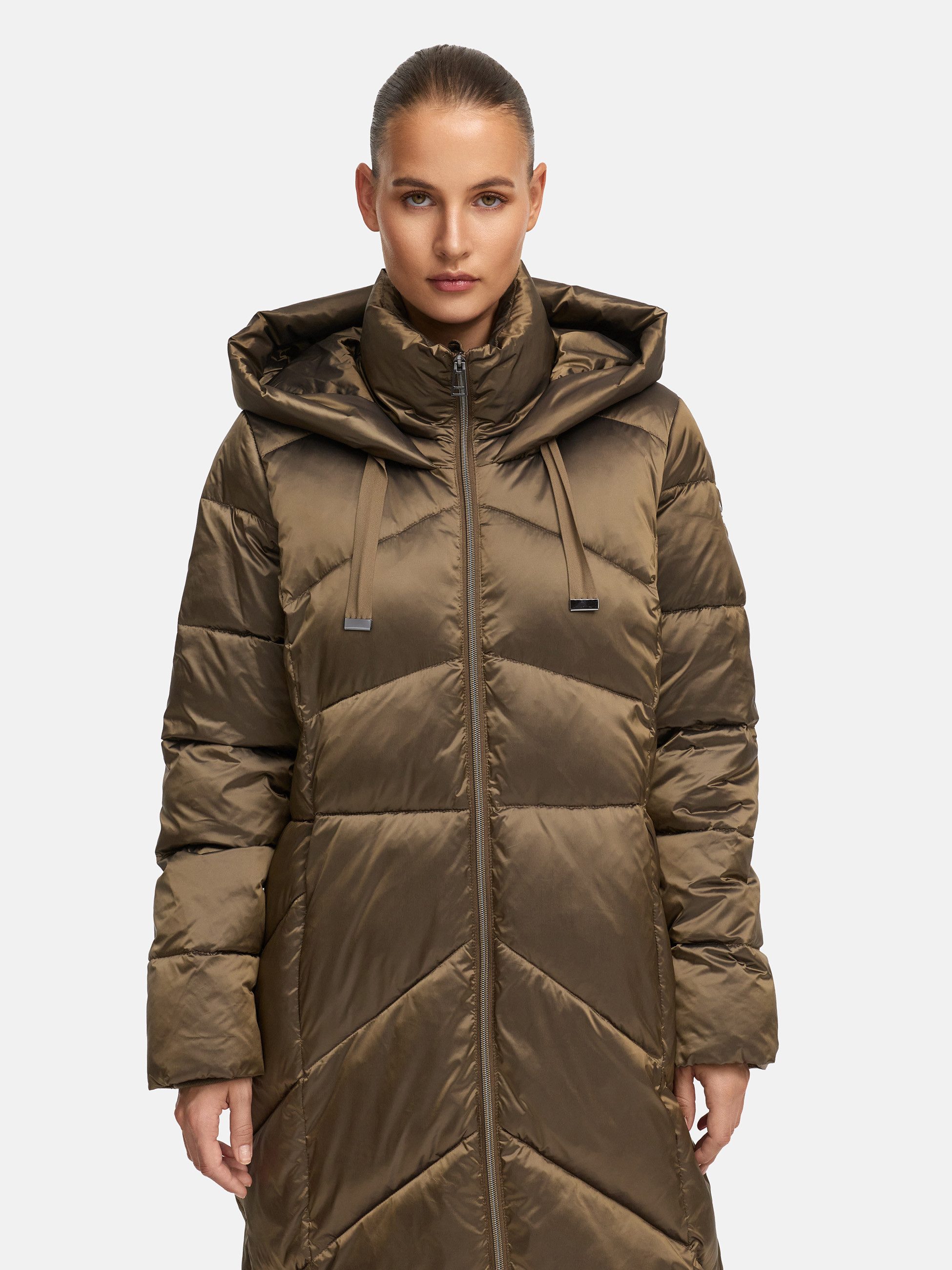 Manisa Wintermantel mit Stehkragen und fester Kapuze und dekorativen Strick günstig online kaufen