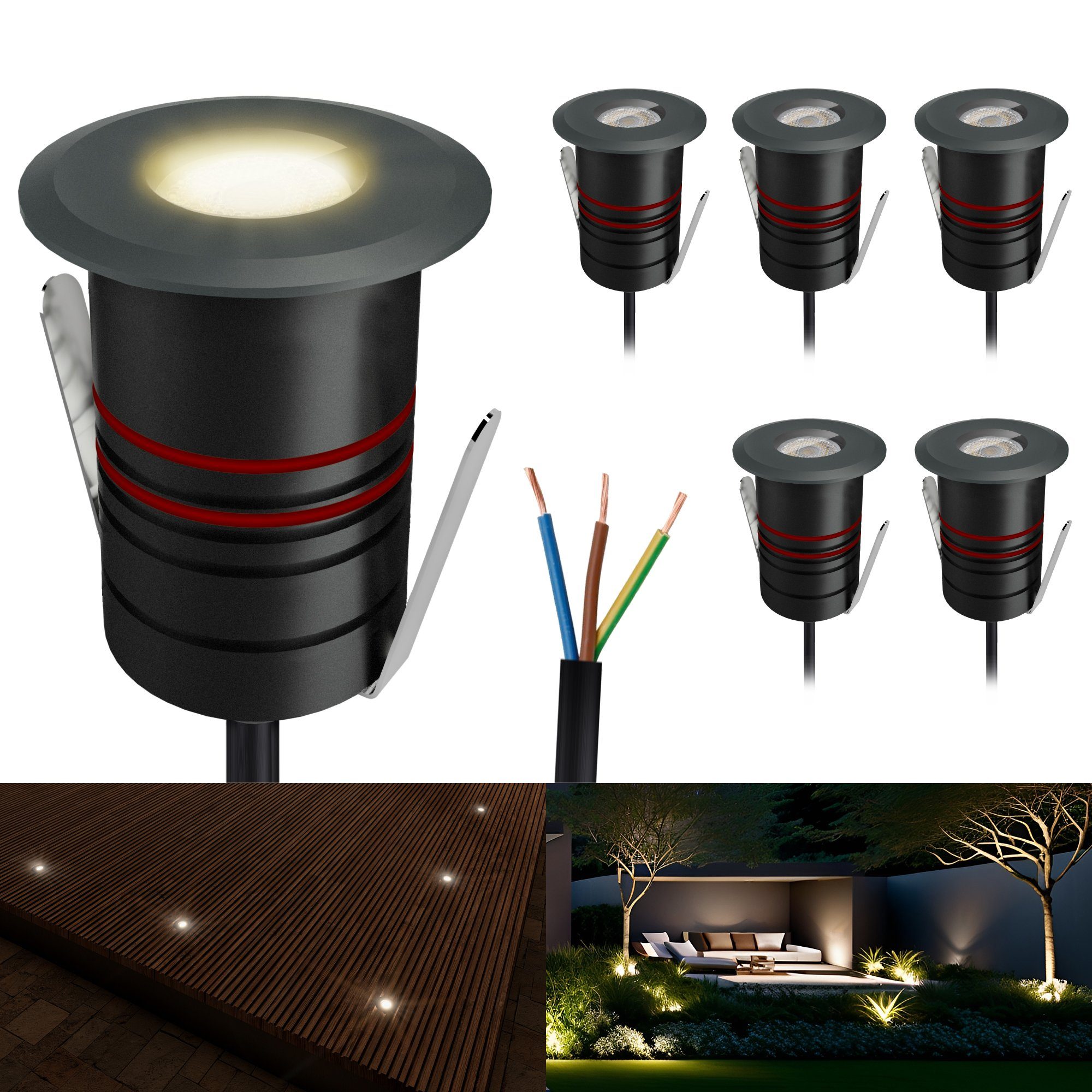 SSC-LUXon LED Gartenstrahler JAVO Mini LED Bodenstrahler für Außen IP67 230V anthrazit warmweiß, Warmweiß