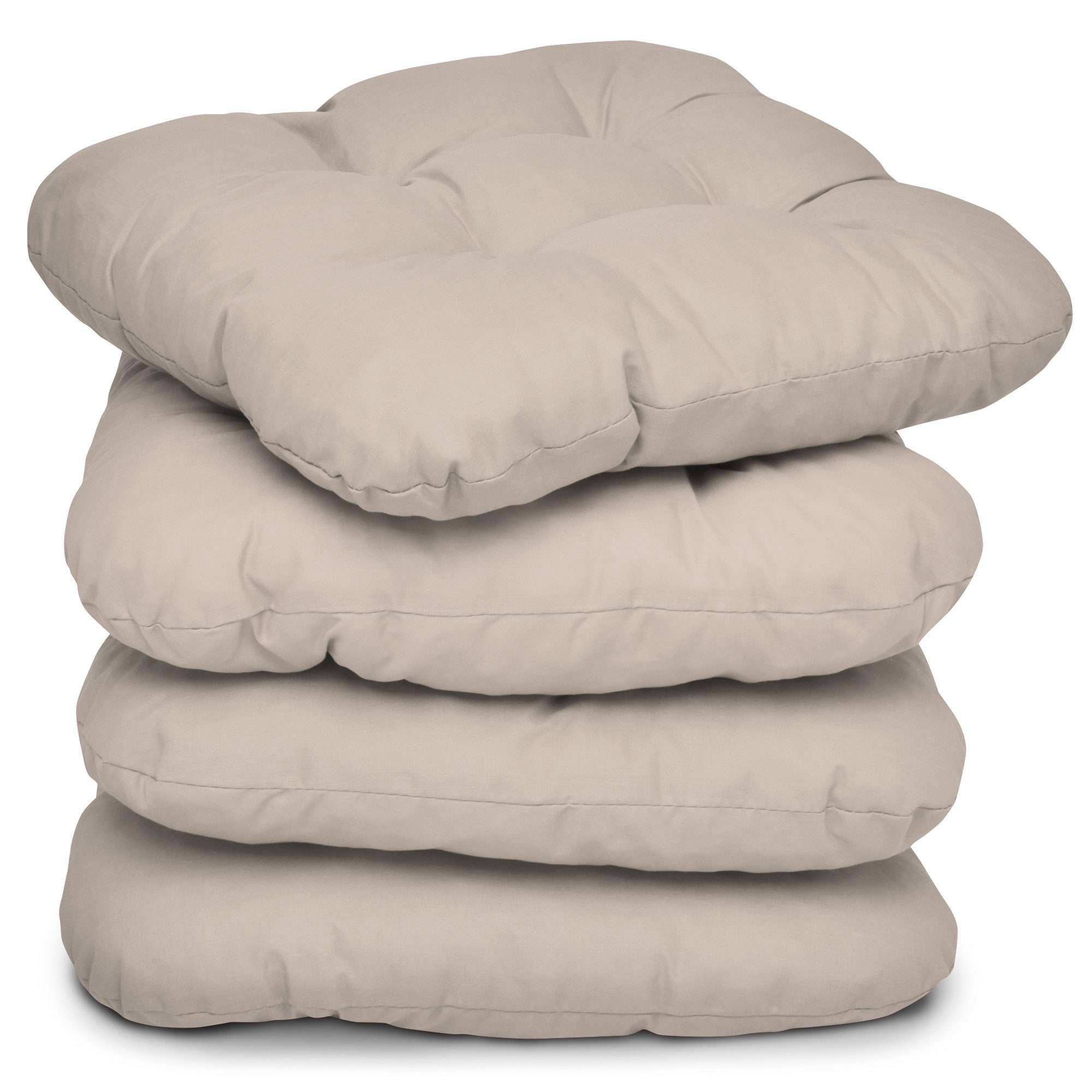 Beautissu Stuhlkissen 4er Set Sitzkissen Lisa Taupe, 40x40x8cm, Indoor & Outdoor Kissen mit 8cm Schaumstoff Füllung, widerstandsfähig
