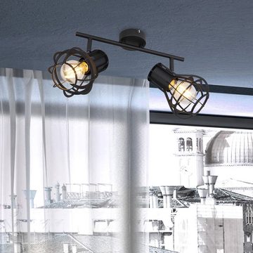 etc-shop LED Deckenspot, Leuchtmittel inklusive, Warmweiß, Farbwechsel, Käfig Decken Leuchte dimmbar FERNBEDIENUNG Spot Lampe beweglich im Set