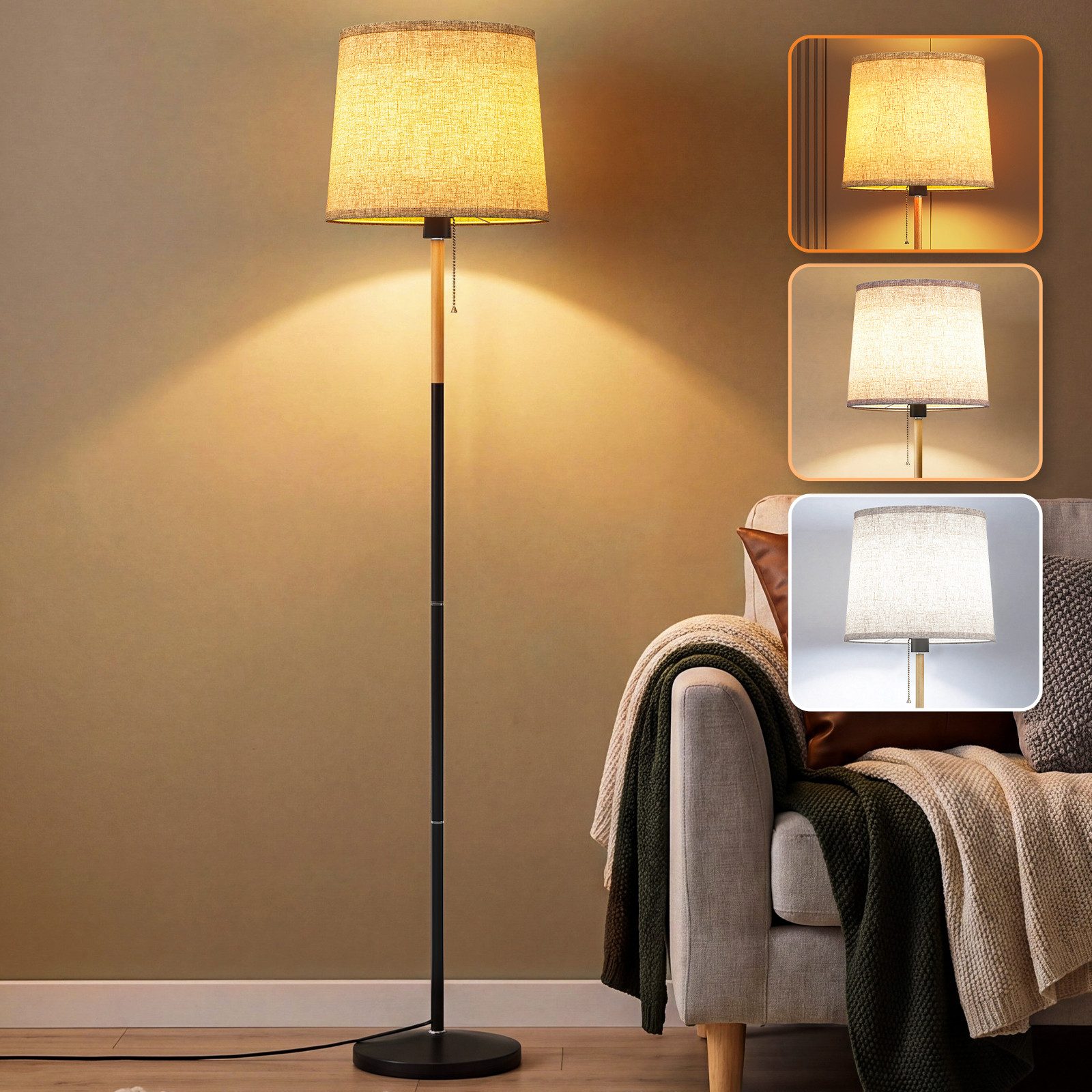 TLGREEN Stehlampe mit Smart LED-Birne & Fernbedienung, 170cm Hohe Standleuchte inkl. 9W LED, E27 Fassung, Für Wohnzimmer, Schlafzimmer, Büro