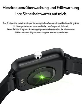 Bothergu Smartwatch, Touch Screen Wasserdicht Schwarz für Damen Herren